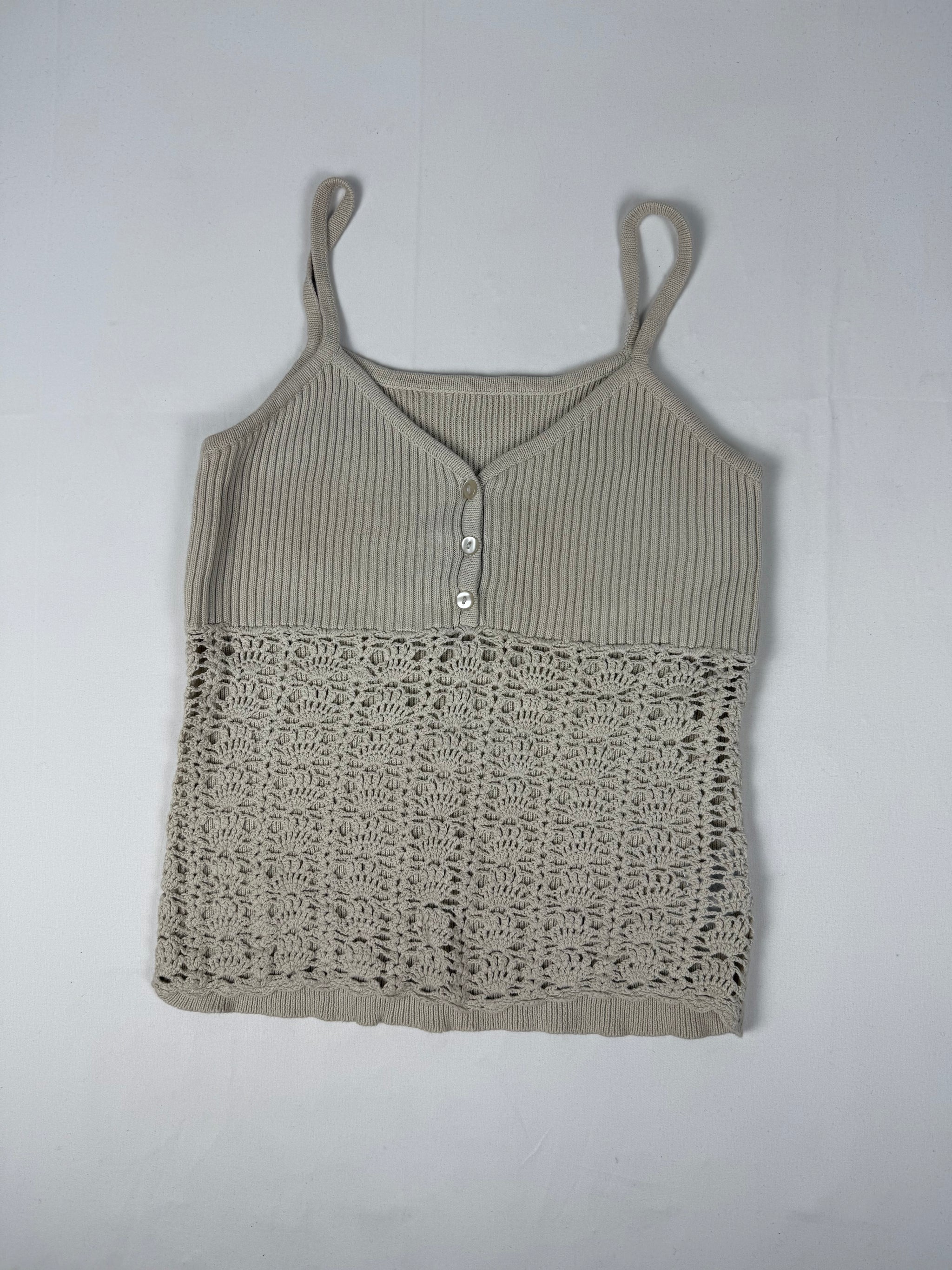 Beige crochet ribbed cami top (M/L)