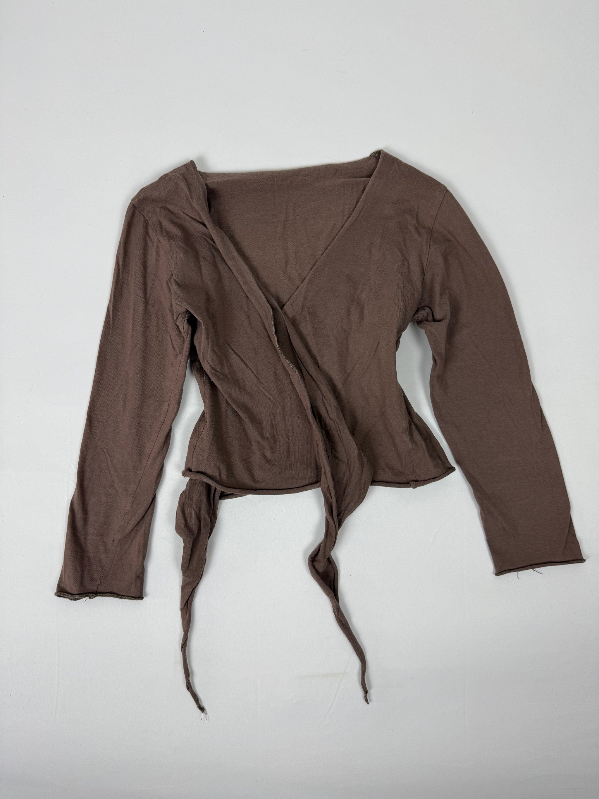 Khaki tie up bolero top (S)