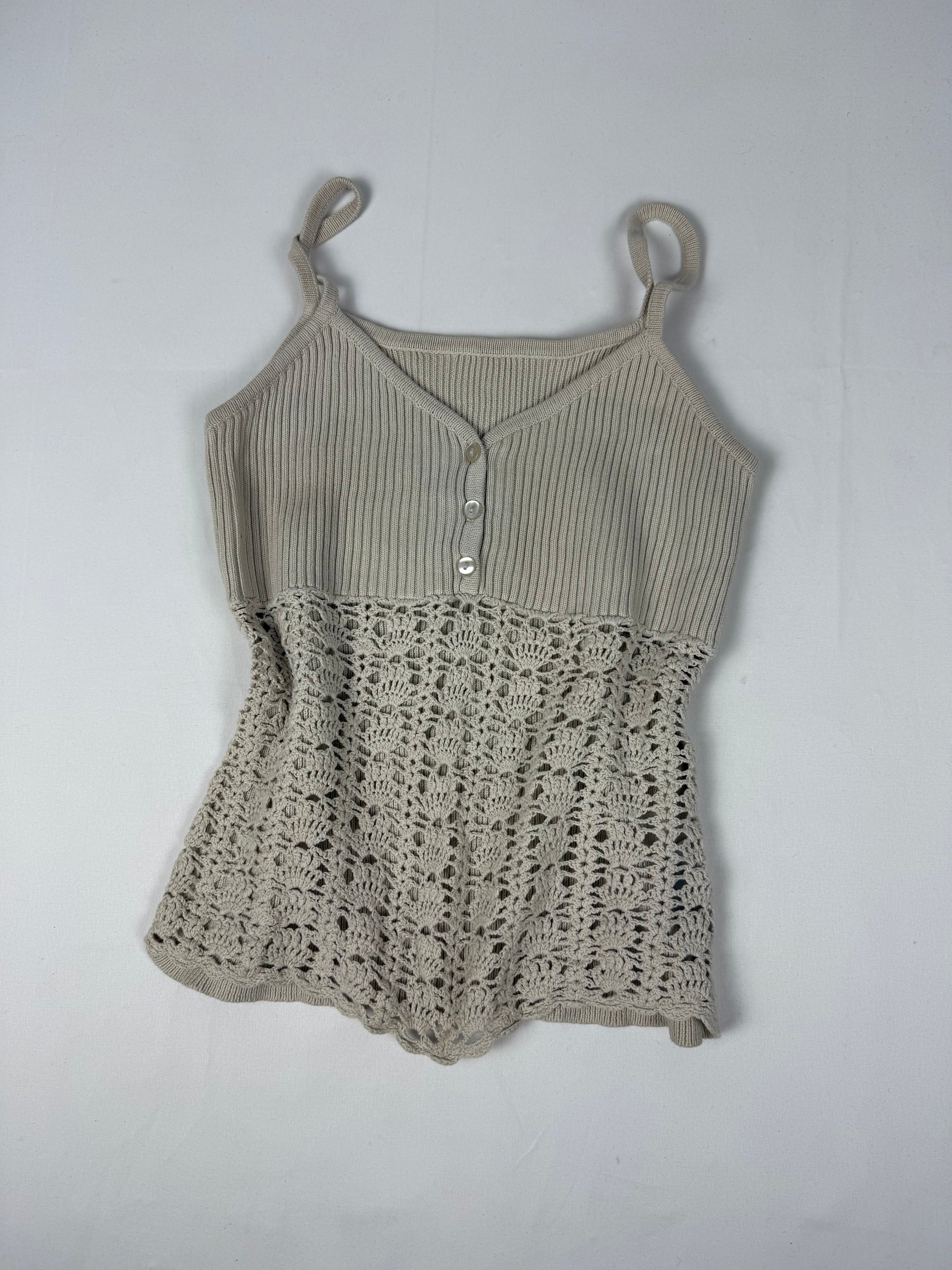 Beige crochet ribbed cami top (M/L)