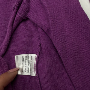 Purple tie up 100% cotton cardigan jumper (M)