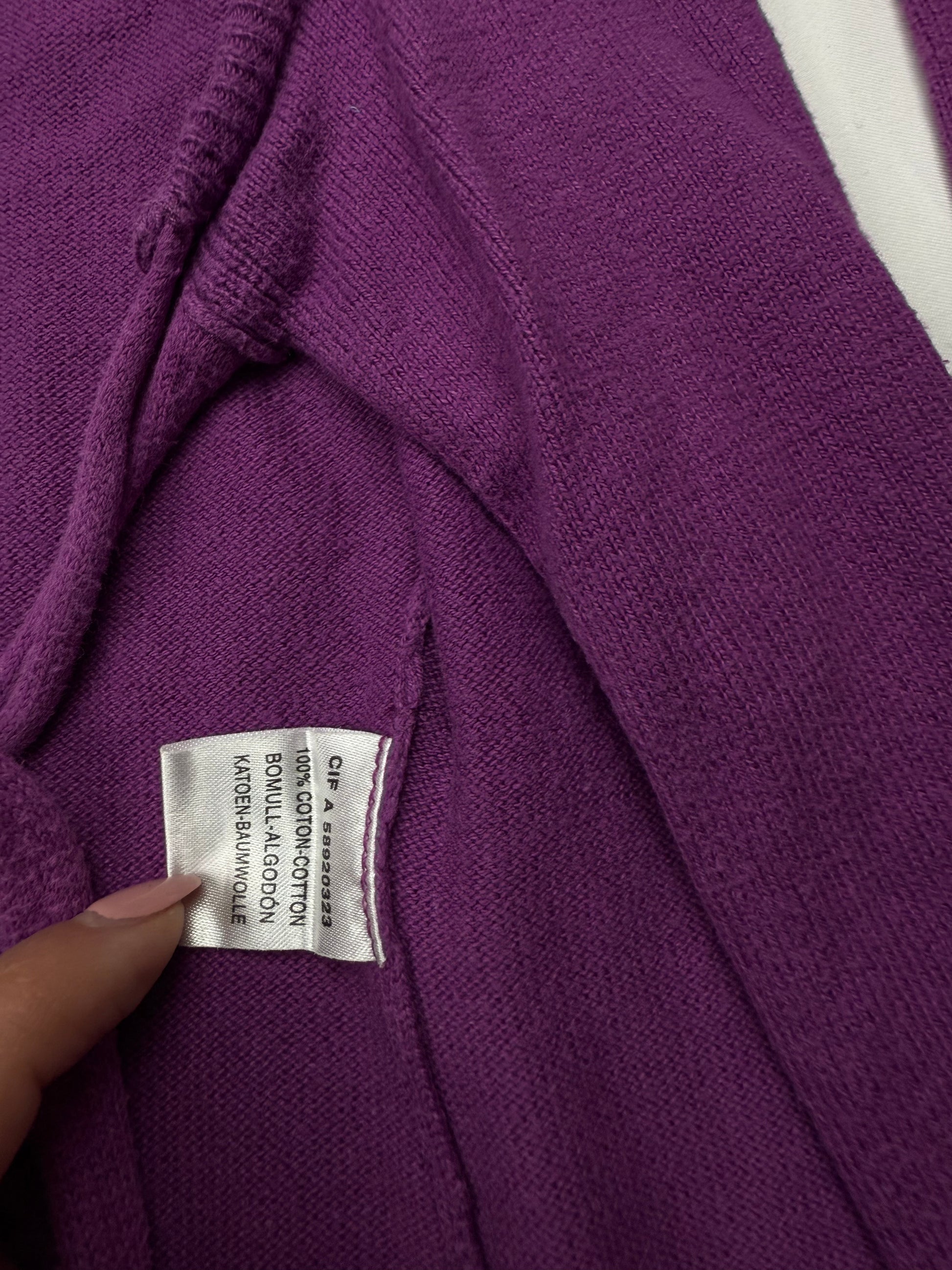 Purple tie up 100% cotton cardigan jumper (M)