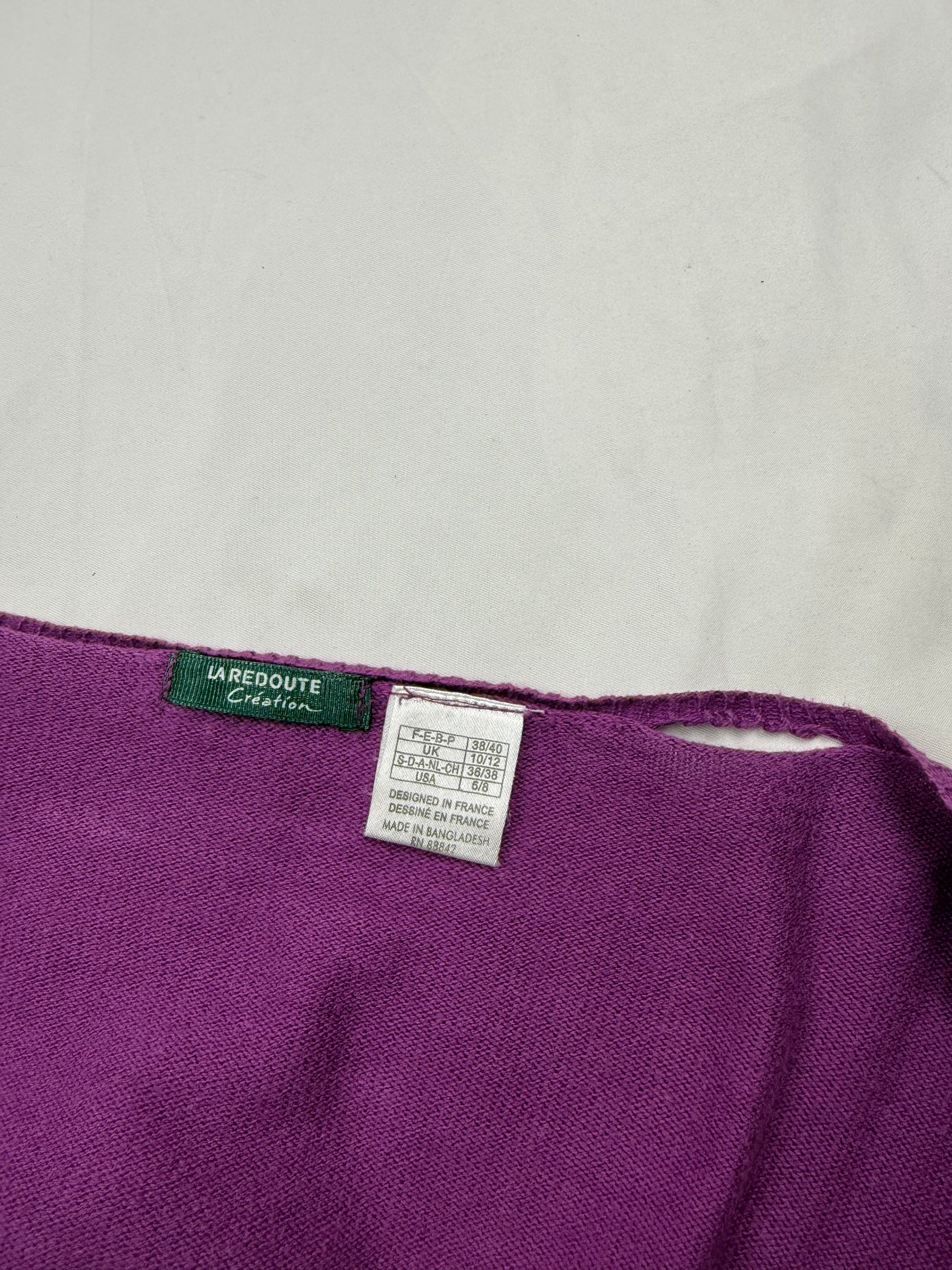 Purple tie up 100% cotton cardigan jumper (M)