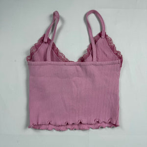 Pink tight fit lace cami top (XS)