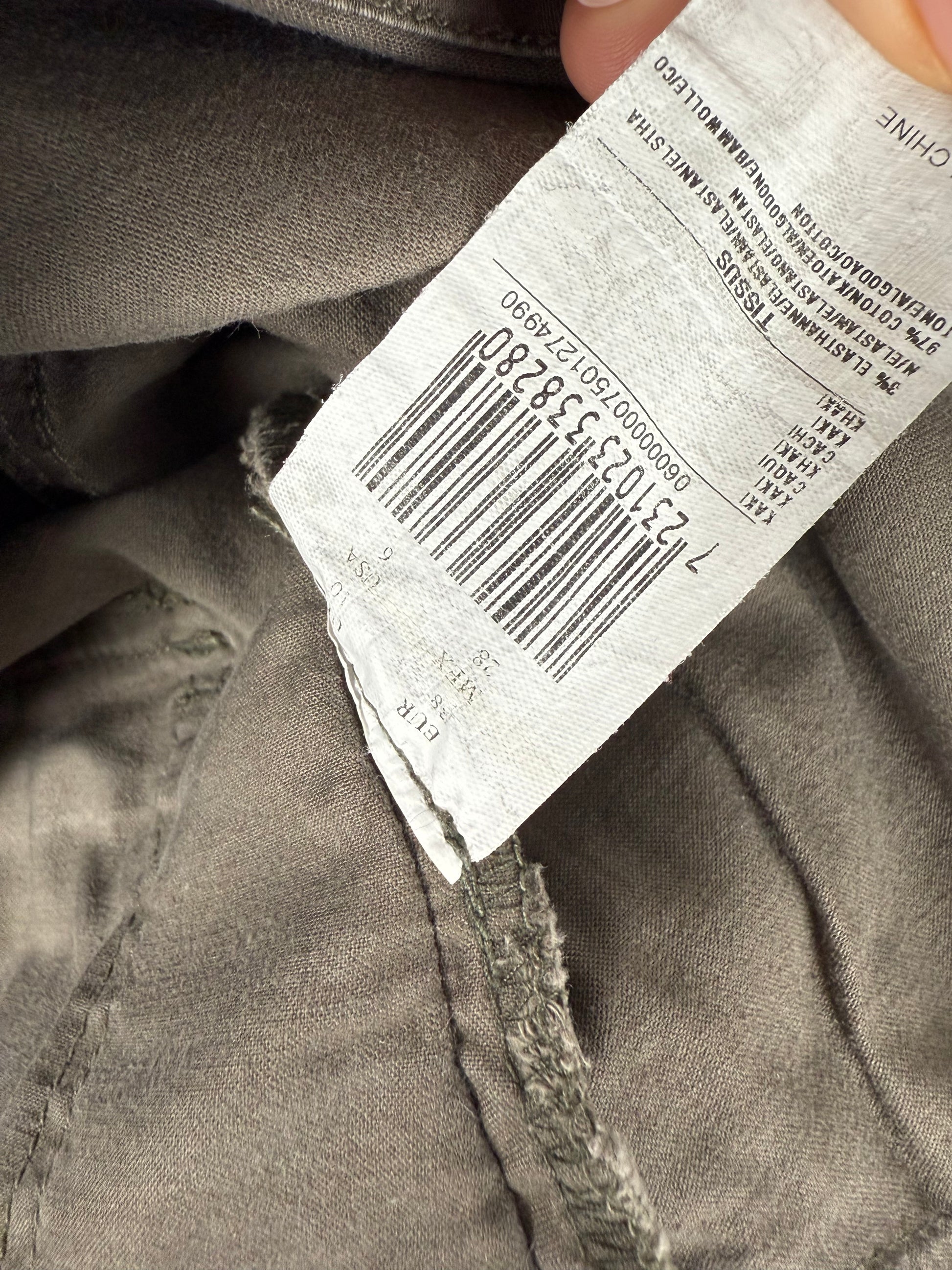 Khaki hooded denim zip up mini dress (S)