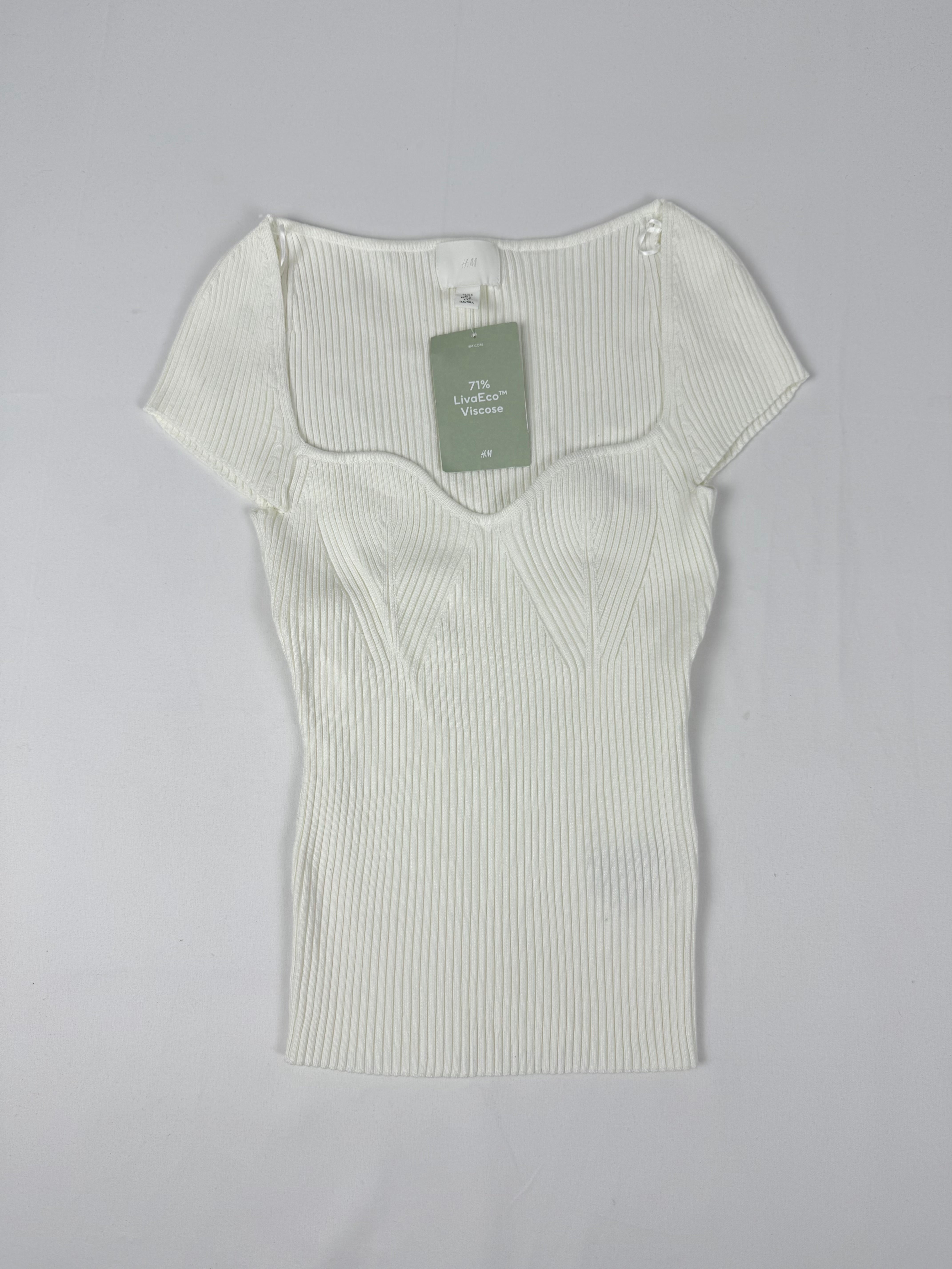 White cotton ribbed brand new tee (S)