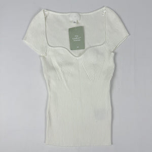 White cotton ribbed brand new tee (S)