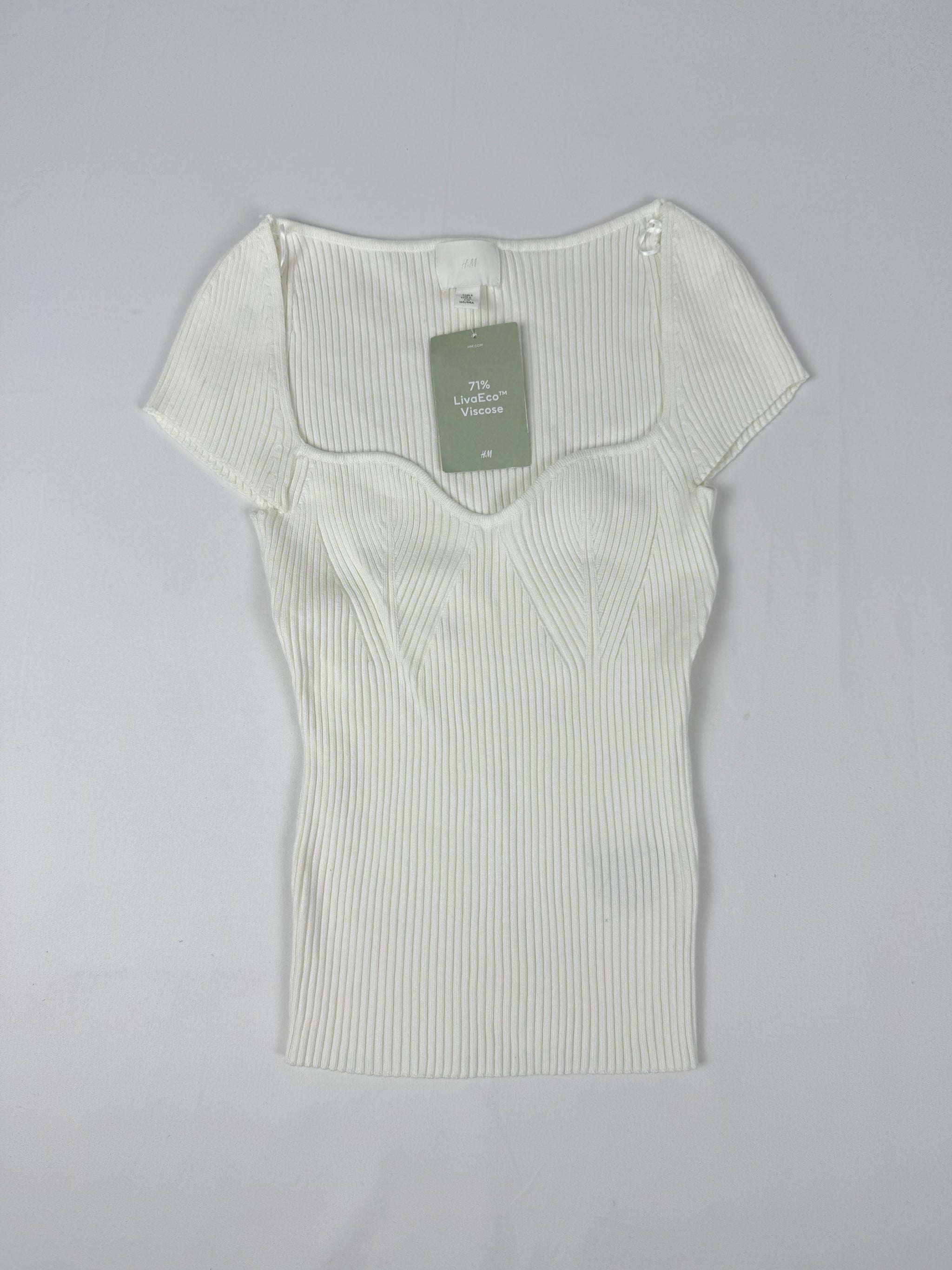 White cotton ribbed brand new tee (S)