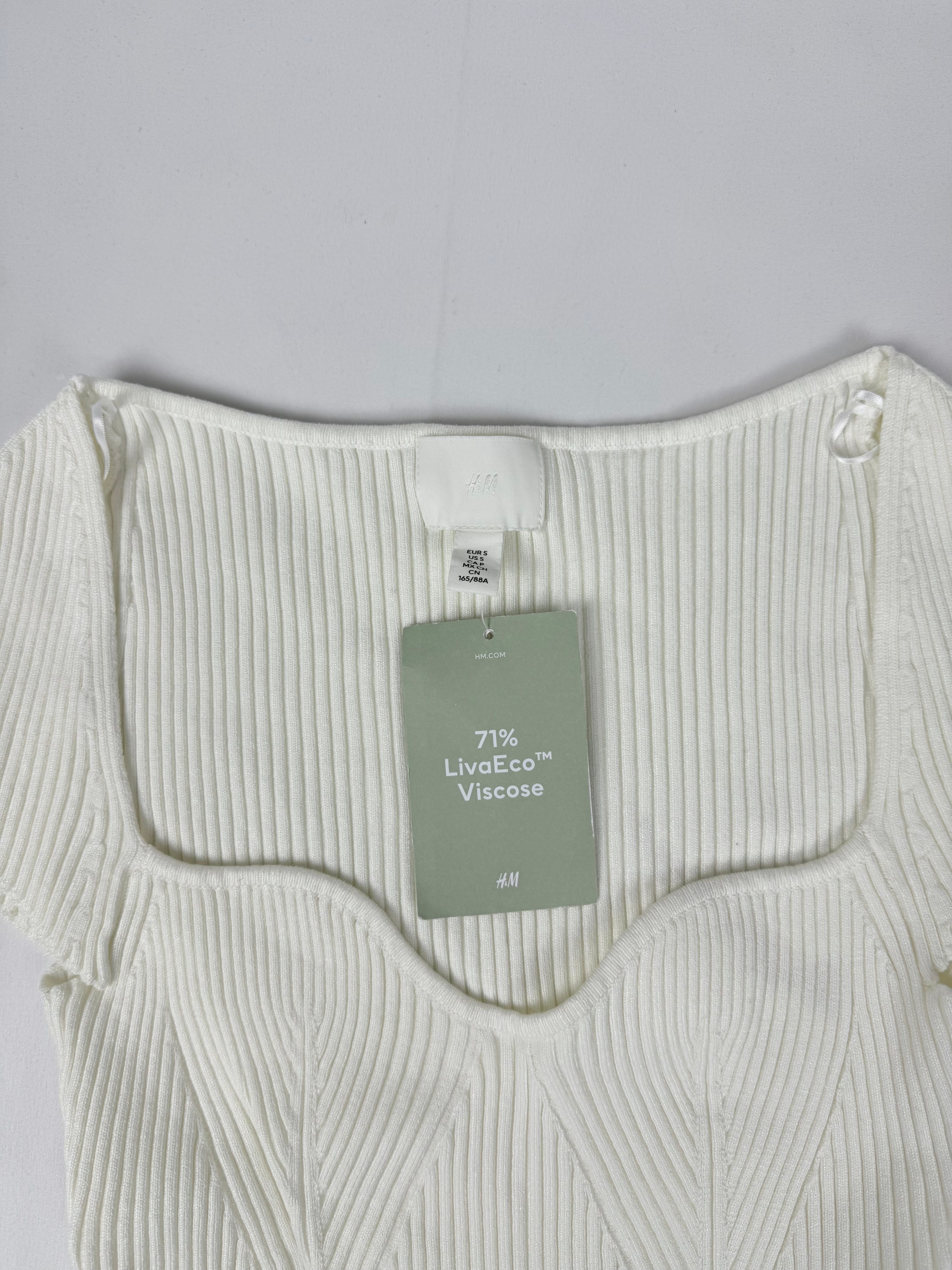 White cotton ribbed brand new tee (S)