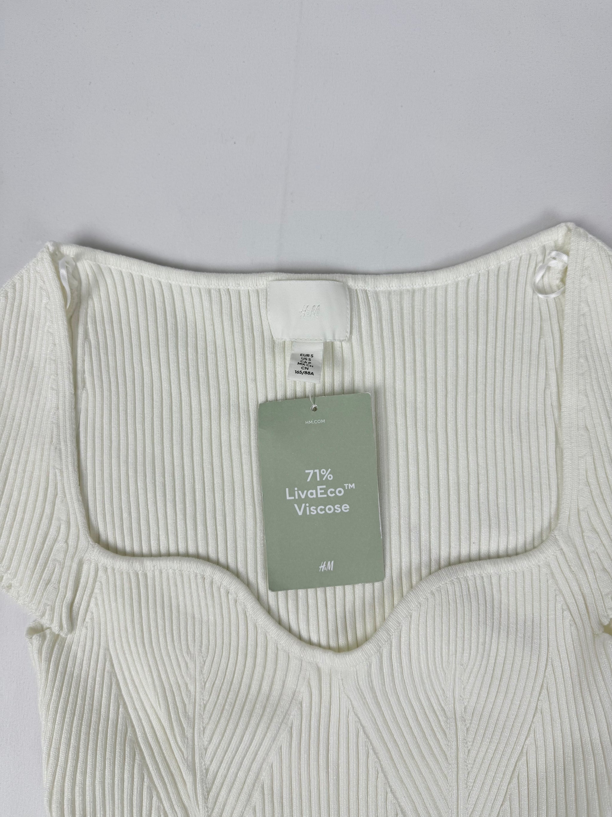 White cotton ribbed brand new tee (S)