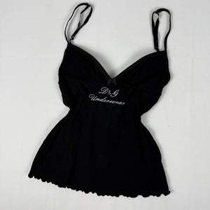 Black tight fit ribbed cami top (M)