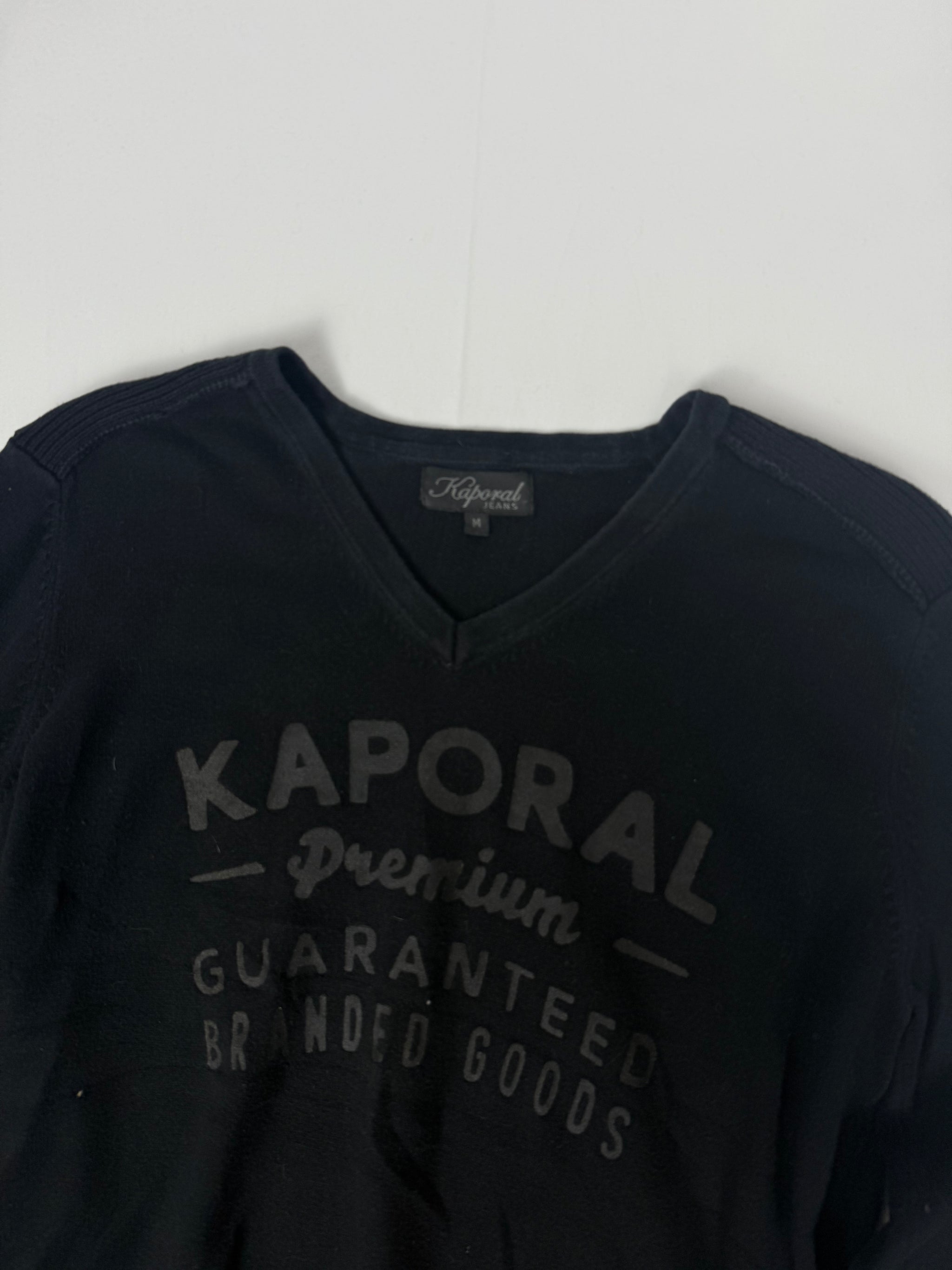 Black V neck 100% cotton jumper (M/L)