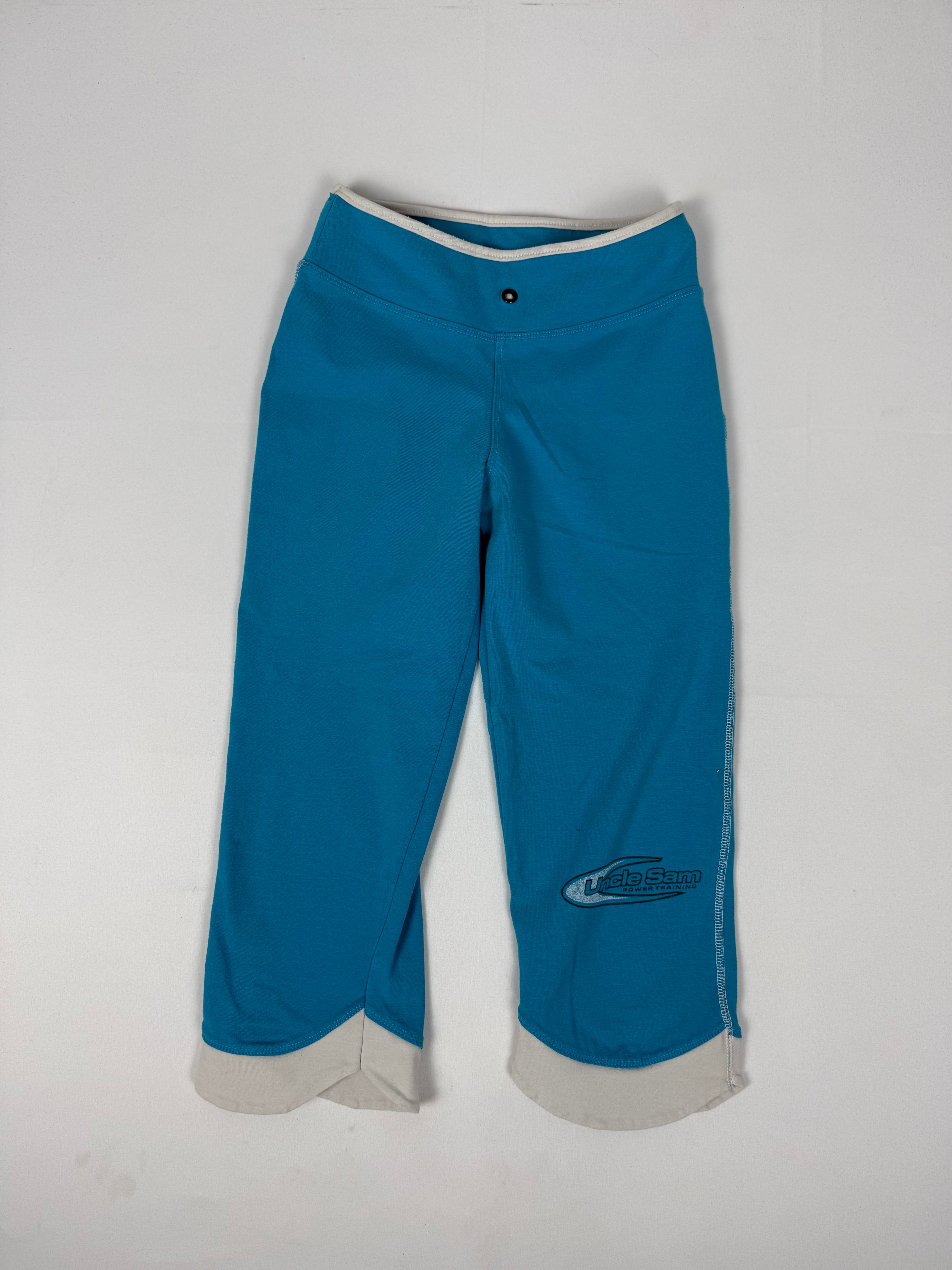 Blue low rise activewear stretchy capri pants (S)