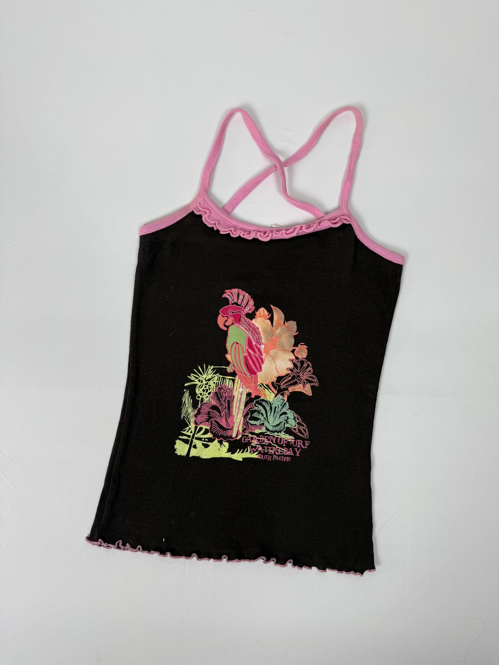 Black graphic cotton top (XS)