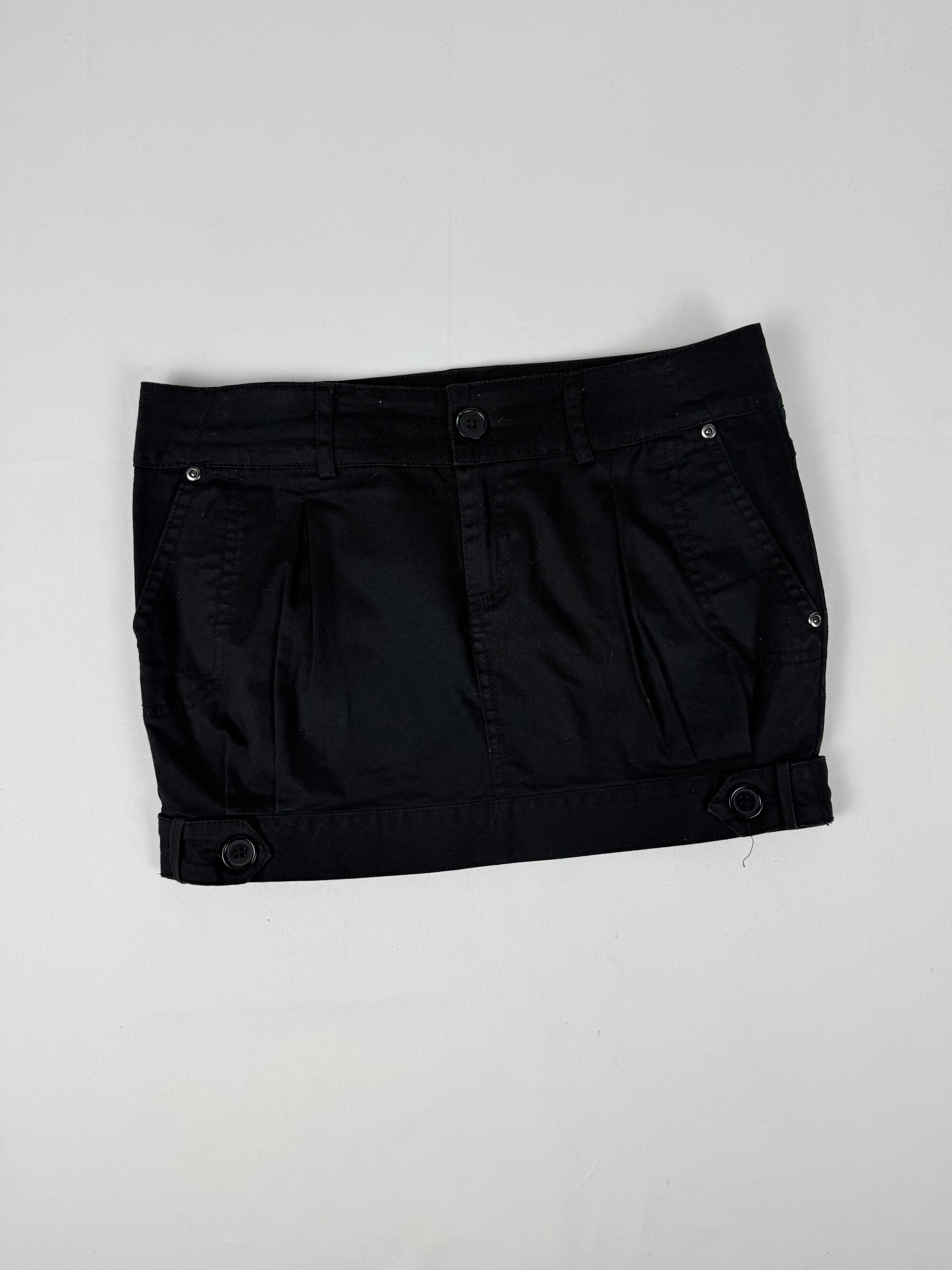Black low rise office mini skirt (S)