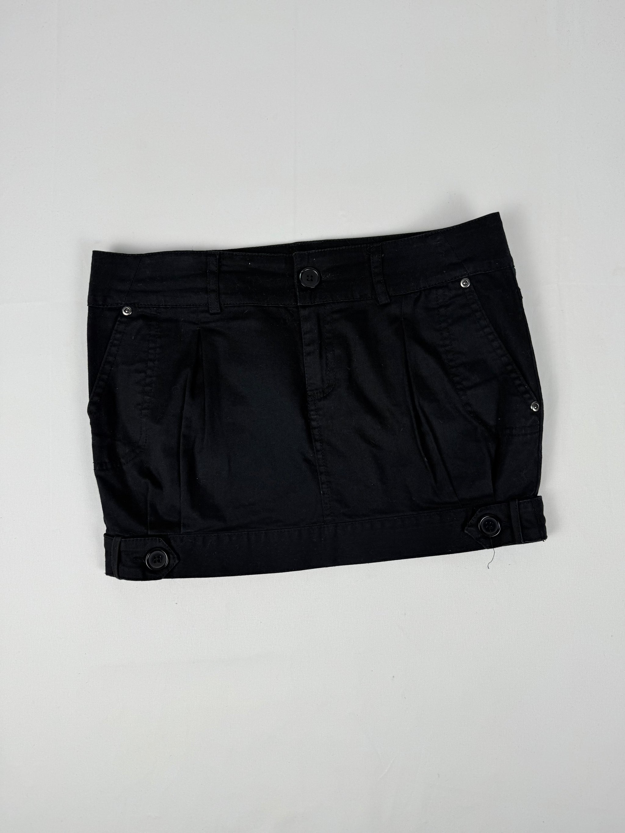 Black low rise office mini skirt (S)