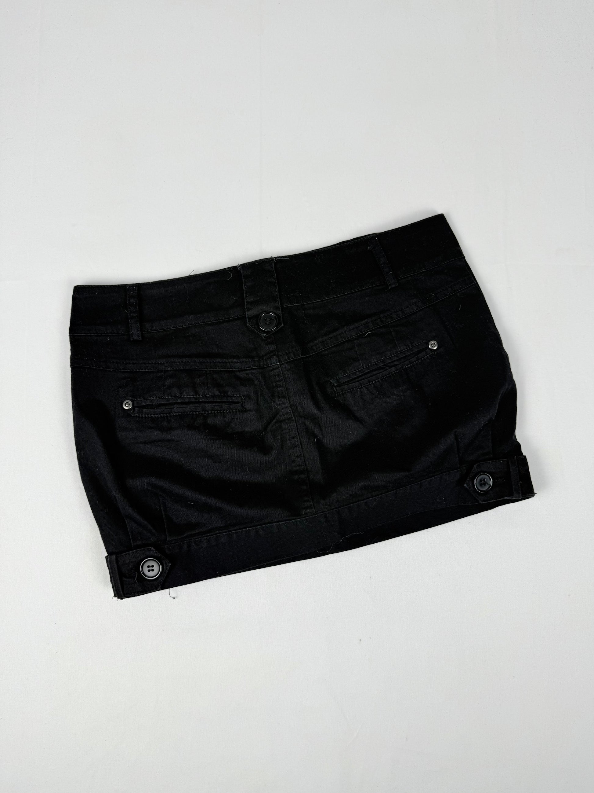Black low rise office mini skirt (S)