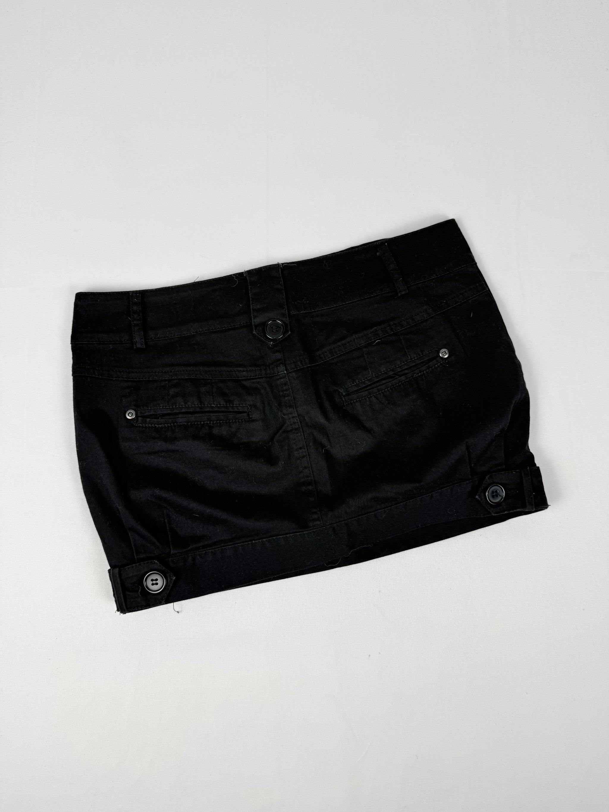 Black low rise office mini skirt (S)