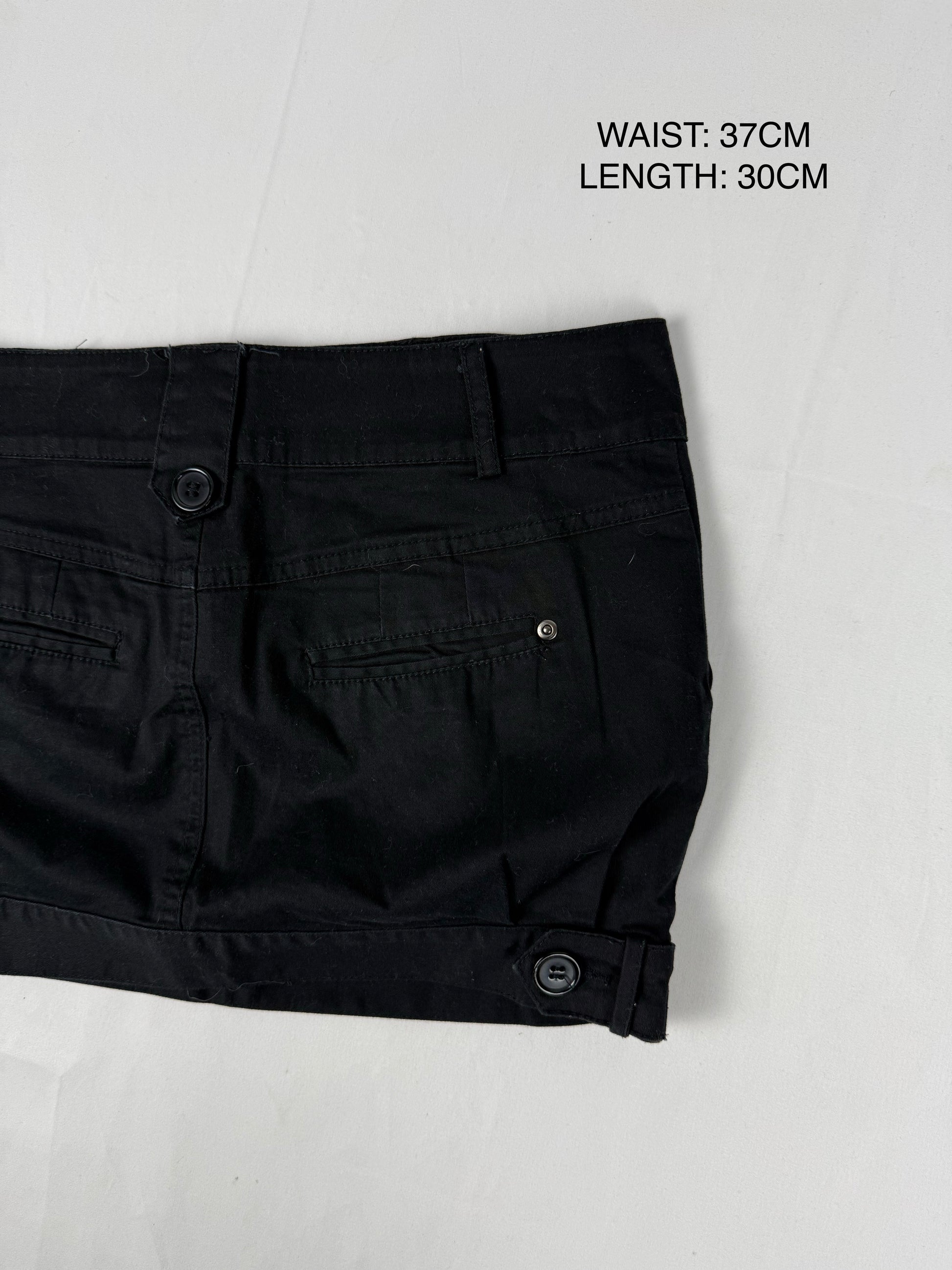 Black low rise office mini skirt (S)