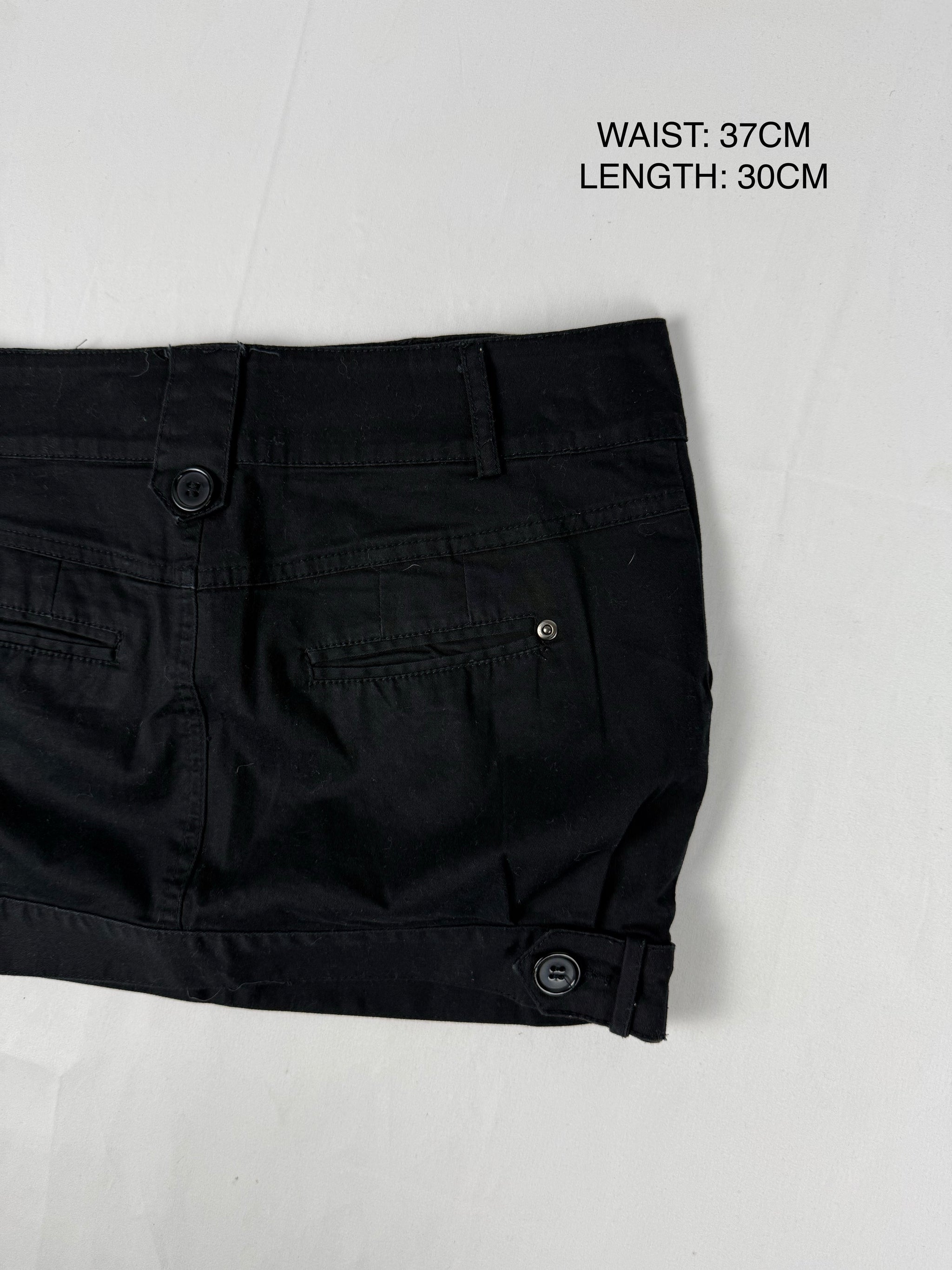 Black low rise office mini skirt (S)