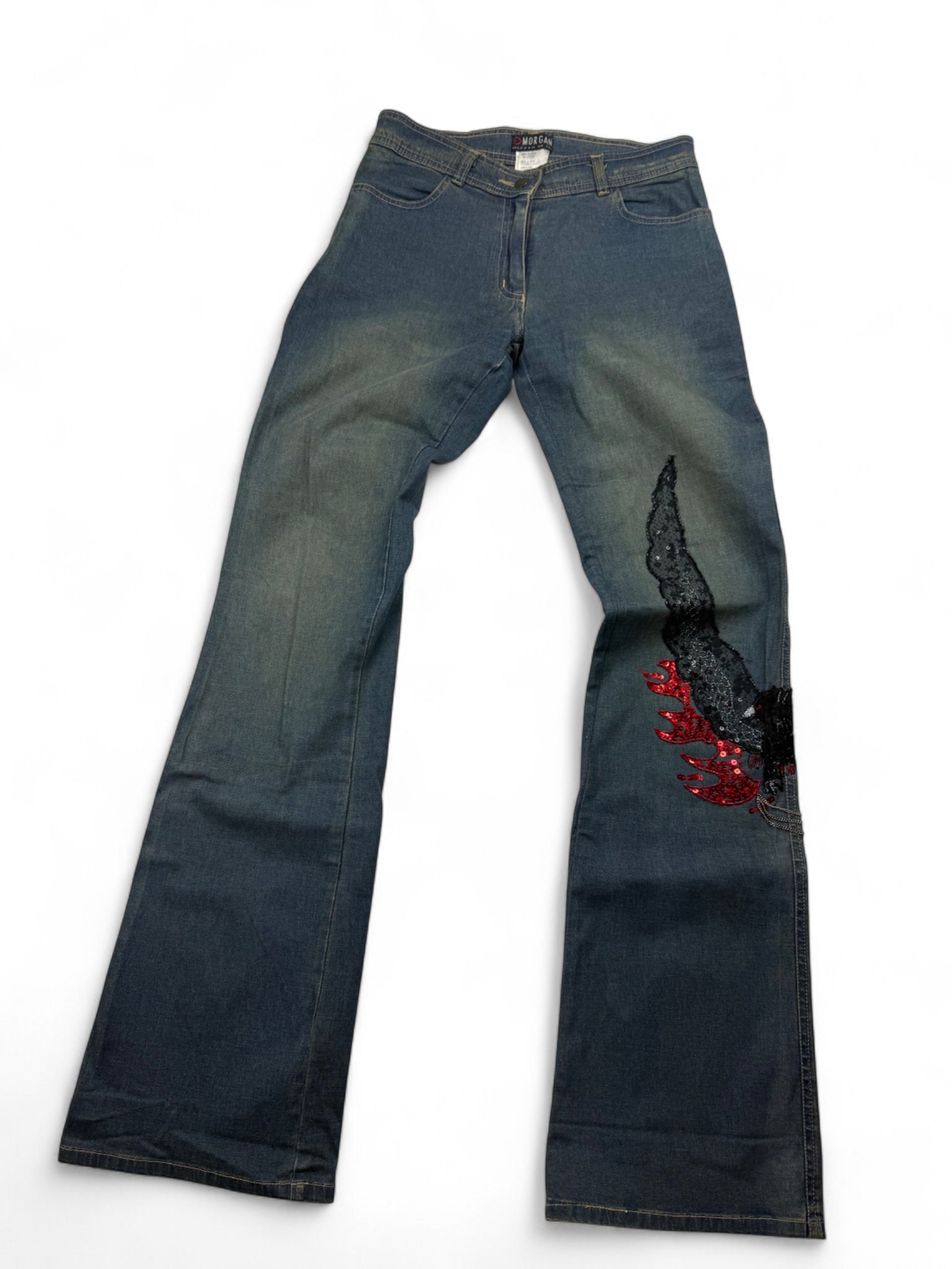 Blue denim mid rise flare bootcut pants (S/M)