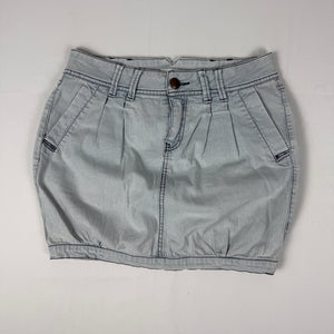 Blue low rise striped denim mini skirt (S)