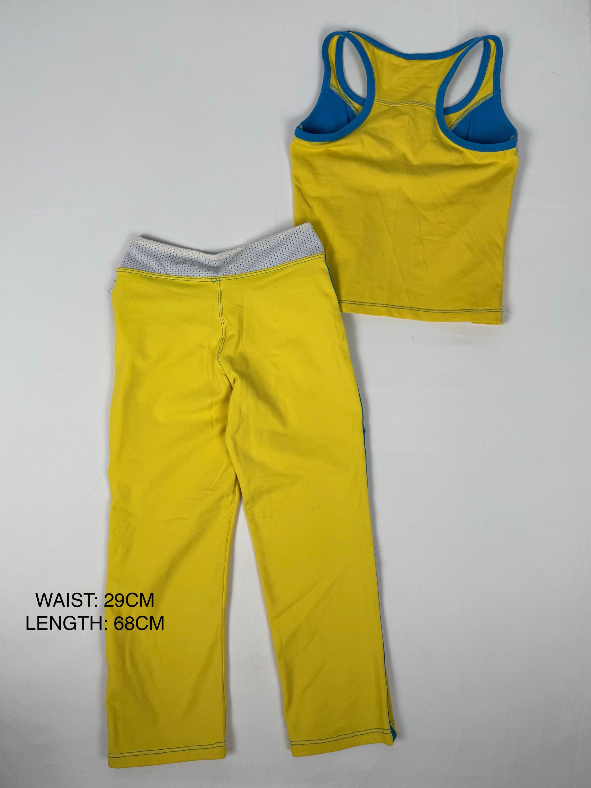 Yellow activewear capri pants + top set (XS)