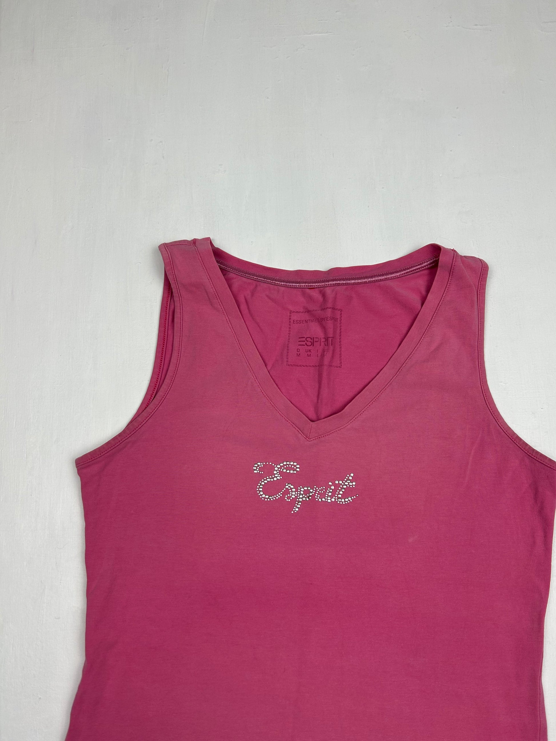 Pink strass logo tank top (S/M)