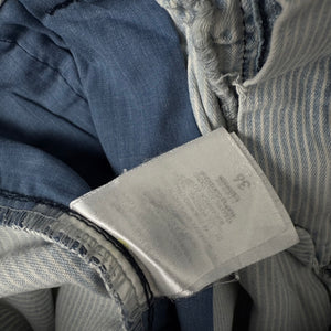 Blue low rise striped denim mini skirt (S)