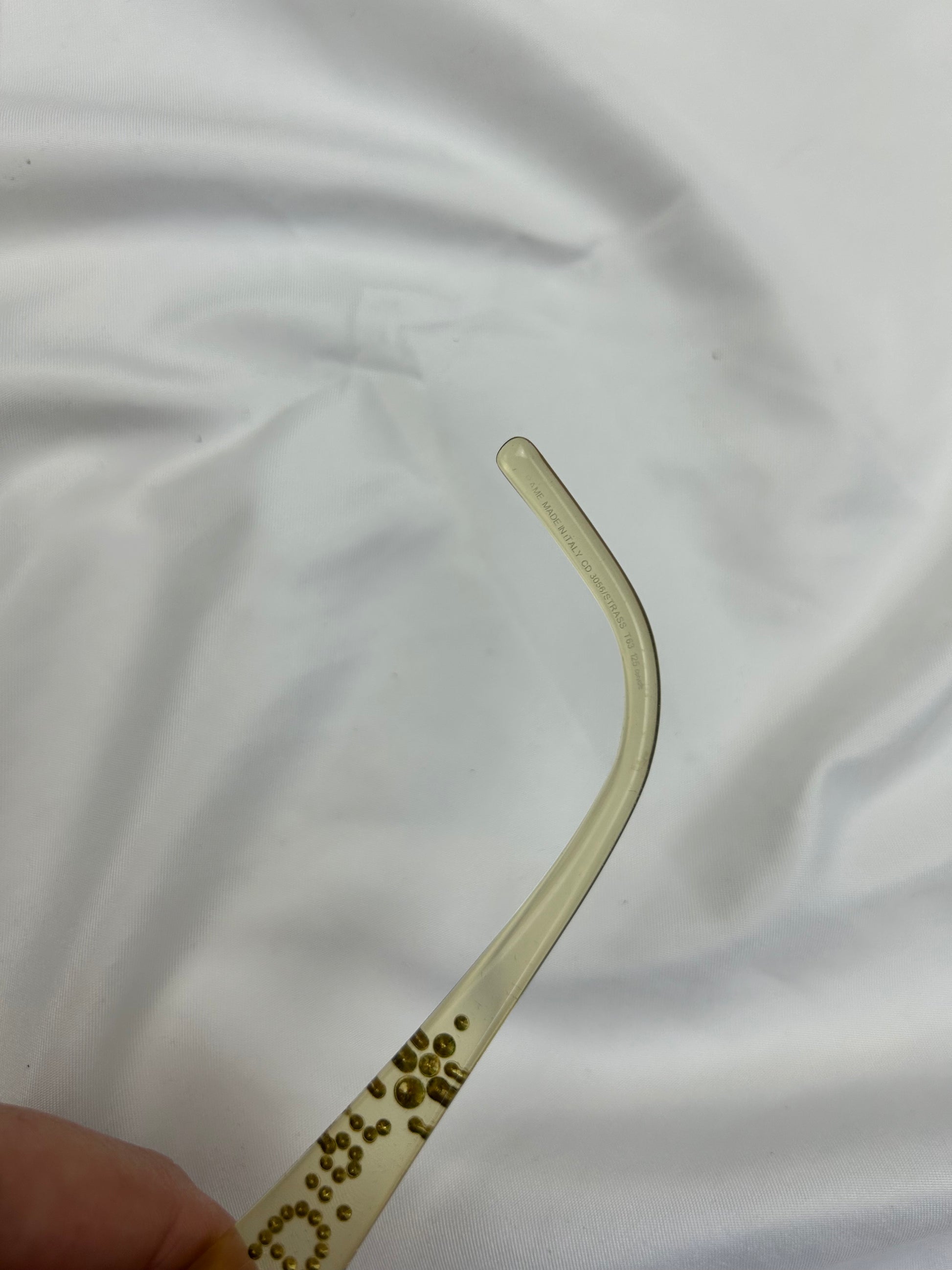 Cream office siren glasses with rhinestones logo (with prescription)