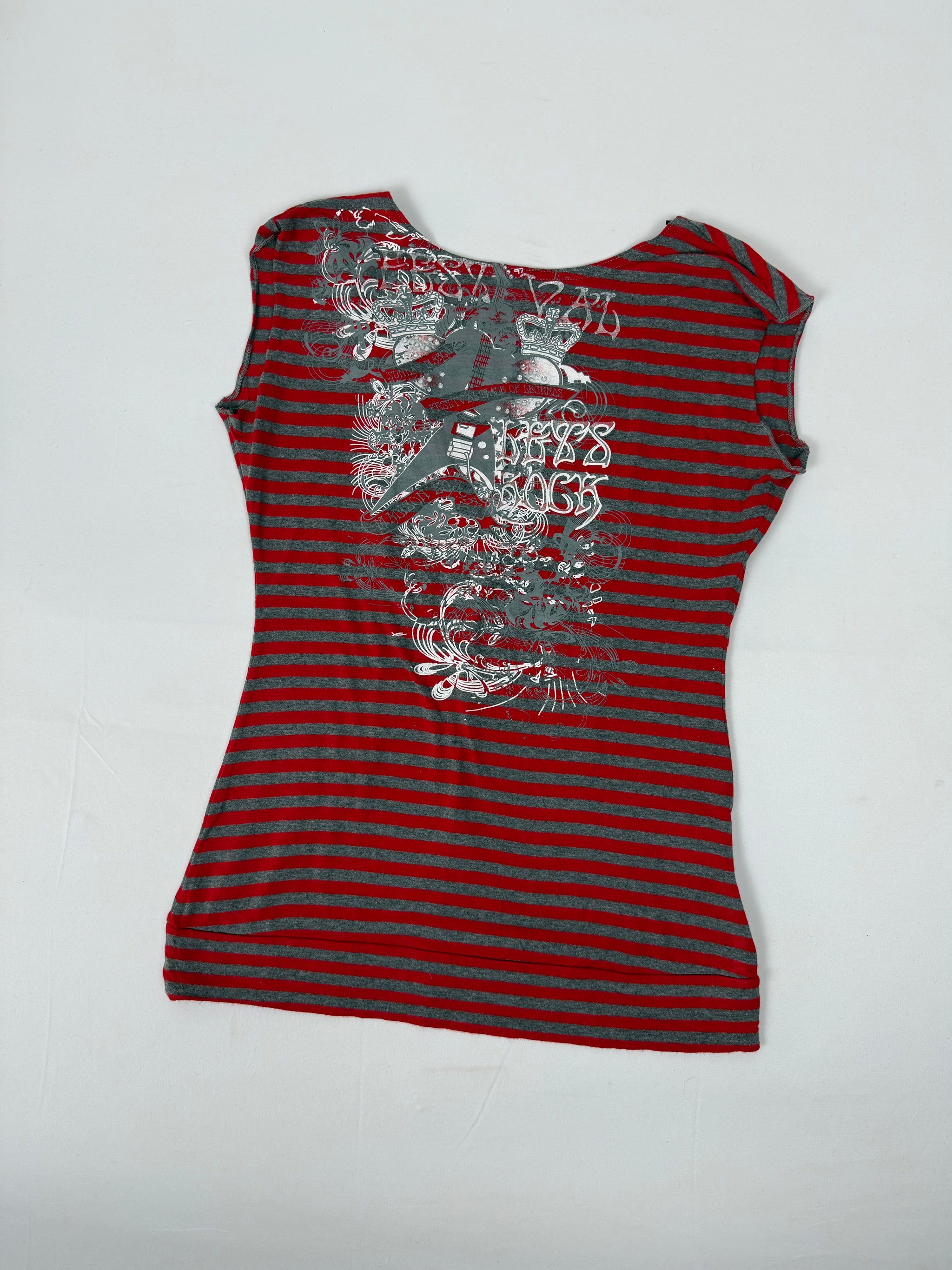 Red striped graphic cotton tee (L)