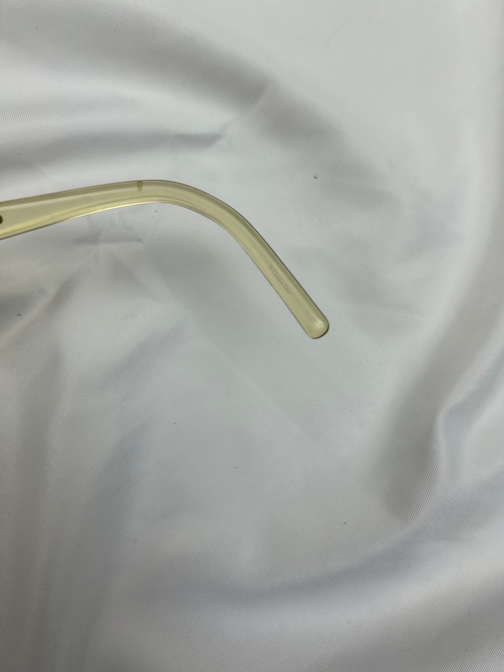 Cream office siren glasses with rhinestones logo (with prescription)