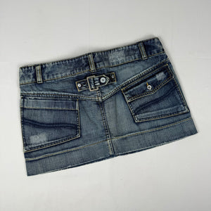 Blue low rise denim mini skirt (L)