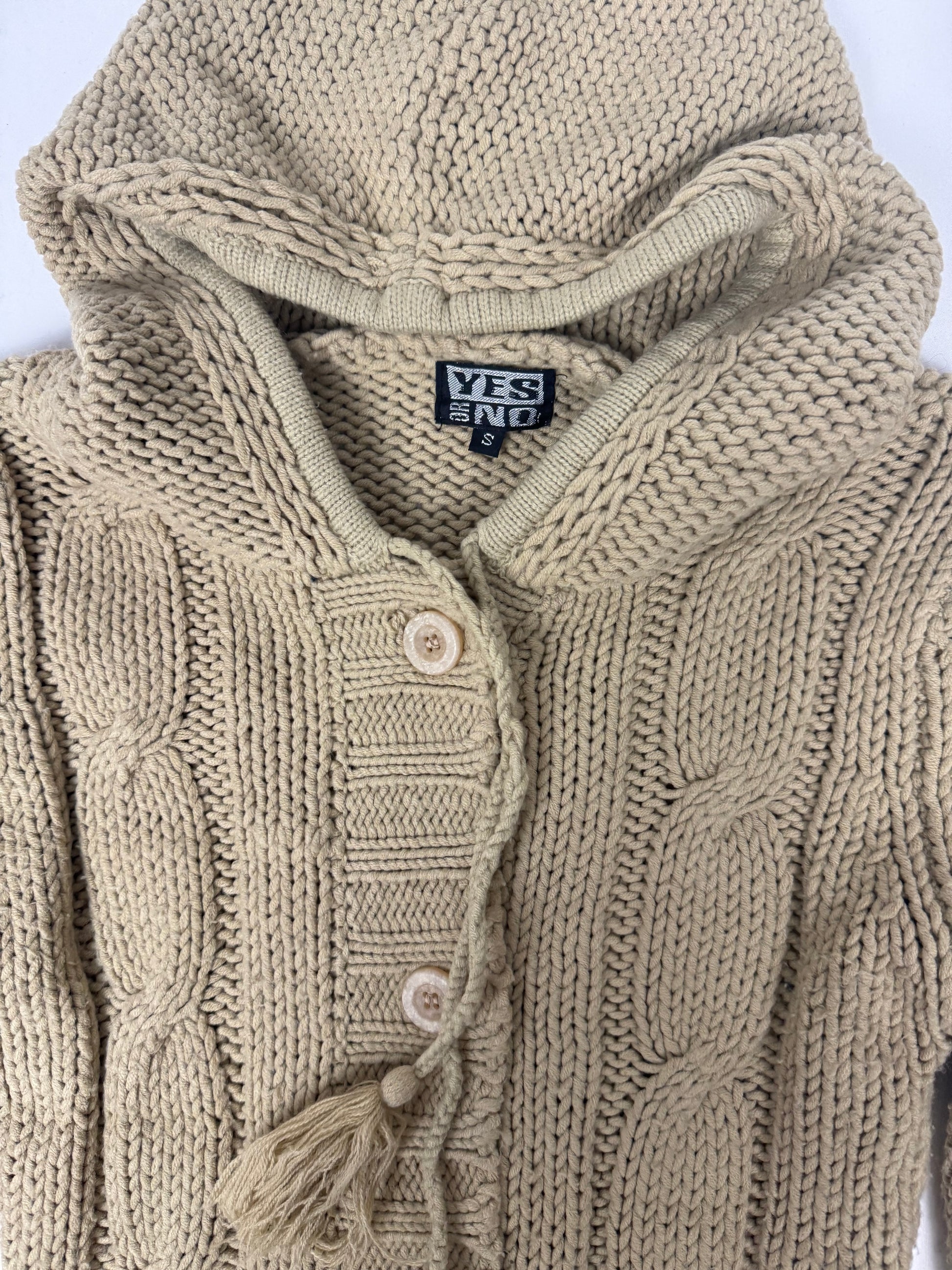 Beige hooded cardigan jumper (S)