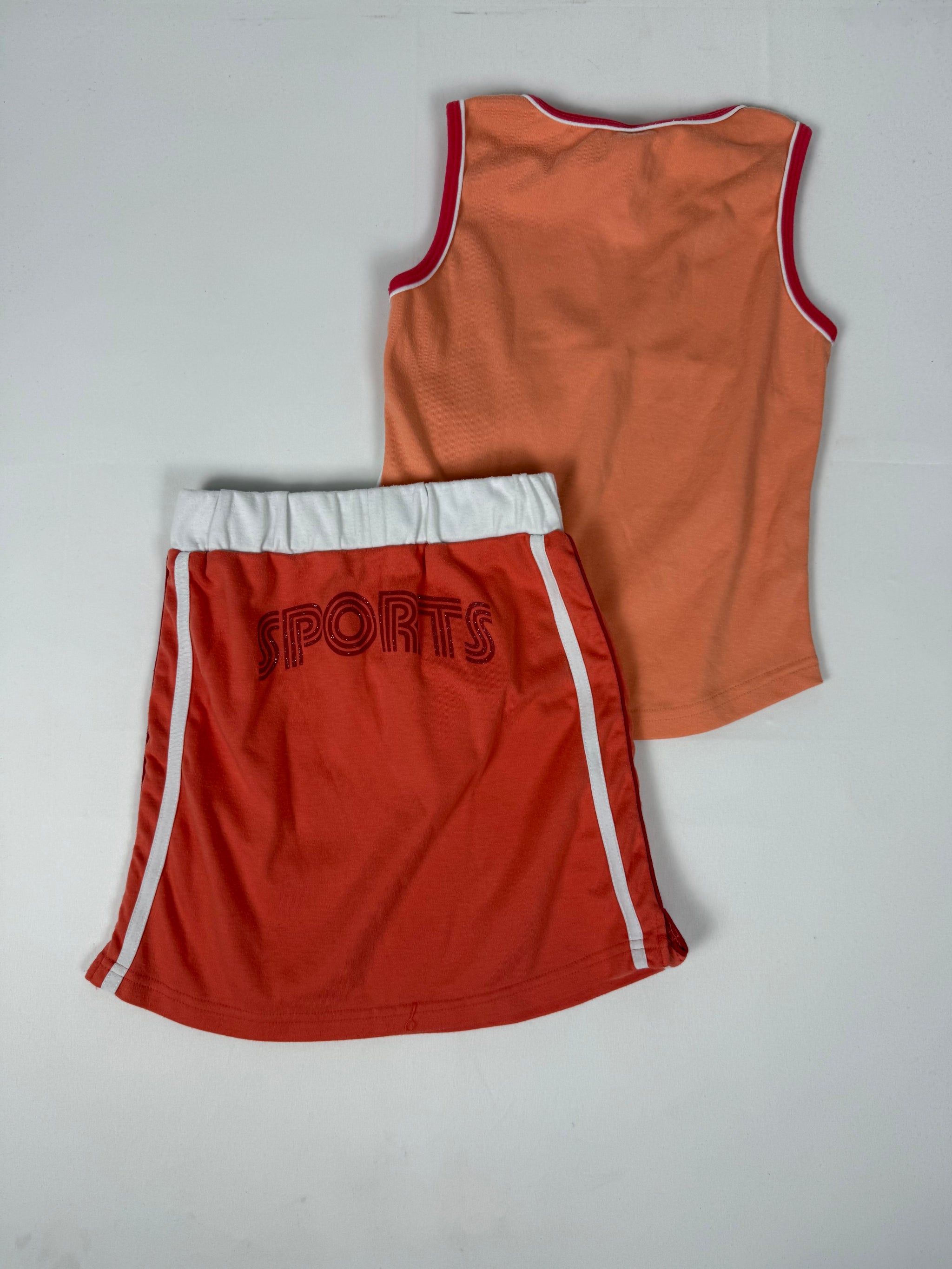Orange activewear mini skirt + top set (XS/S)