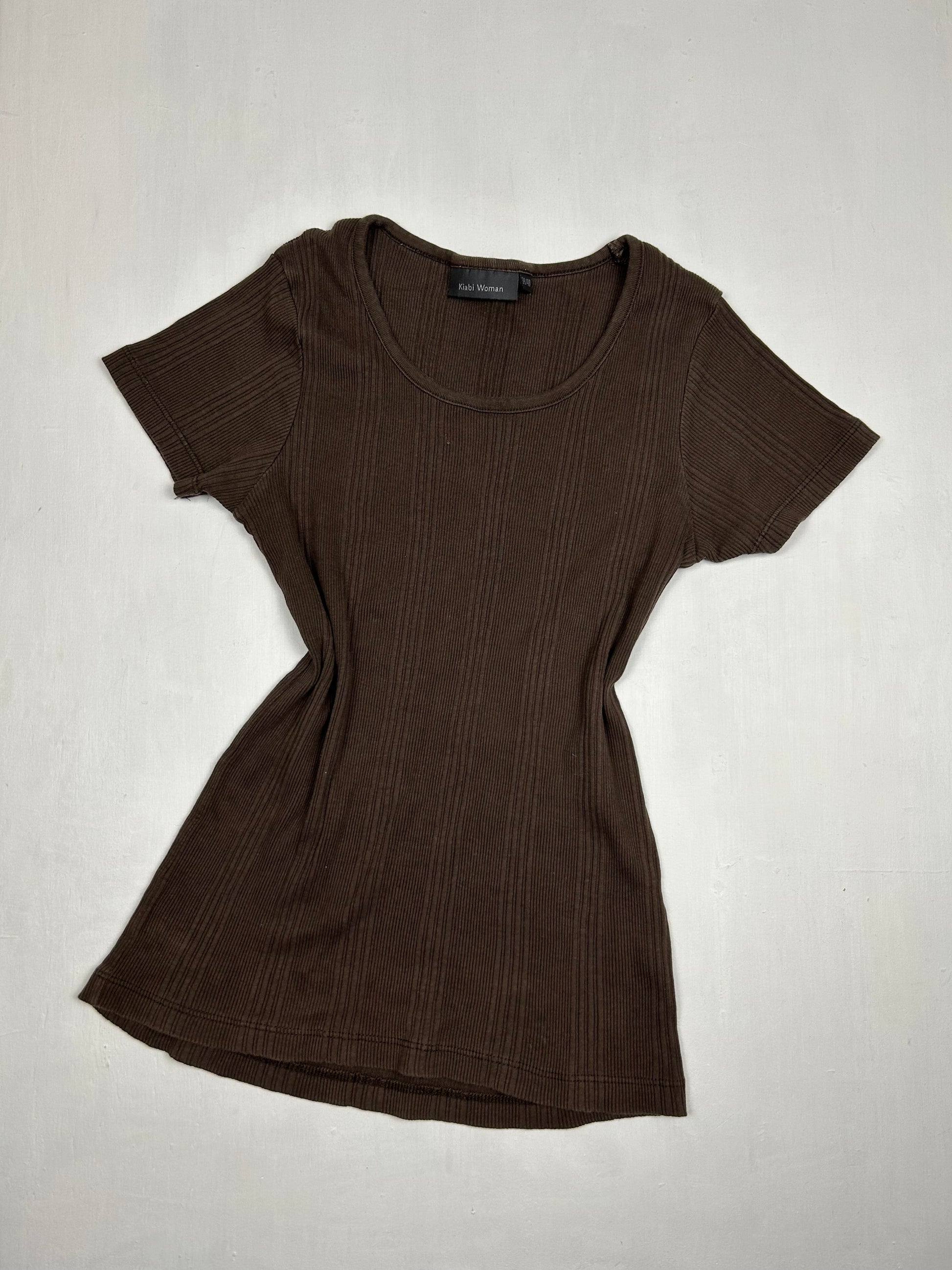 Brown ribbed stretchy tee (S/M)