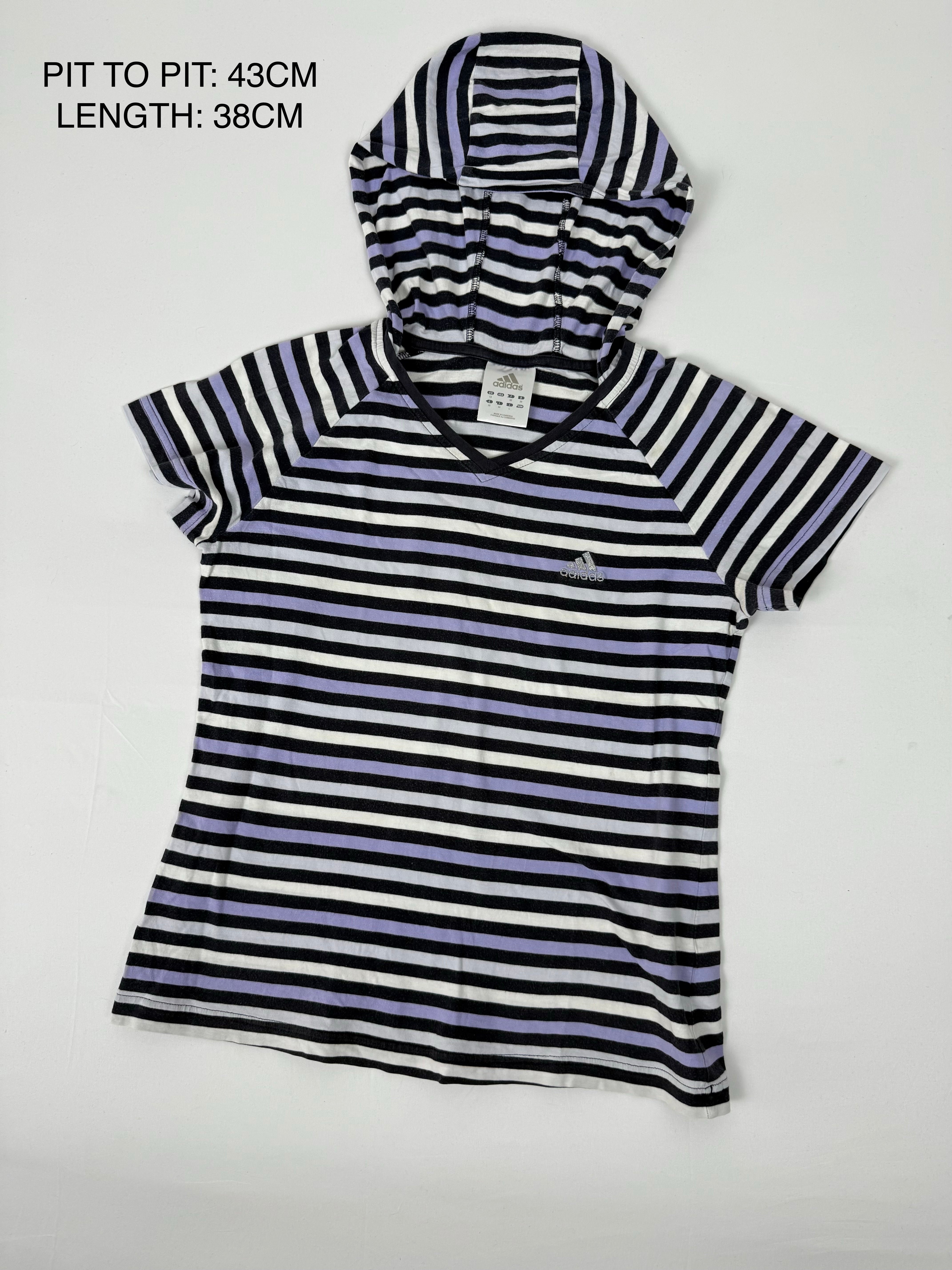 Blue striped hooded cotton tee (L)