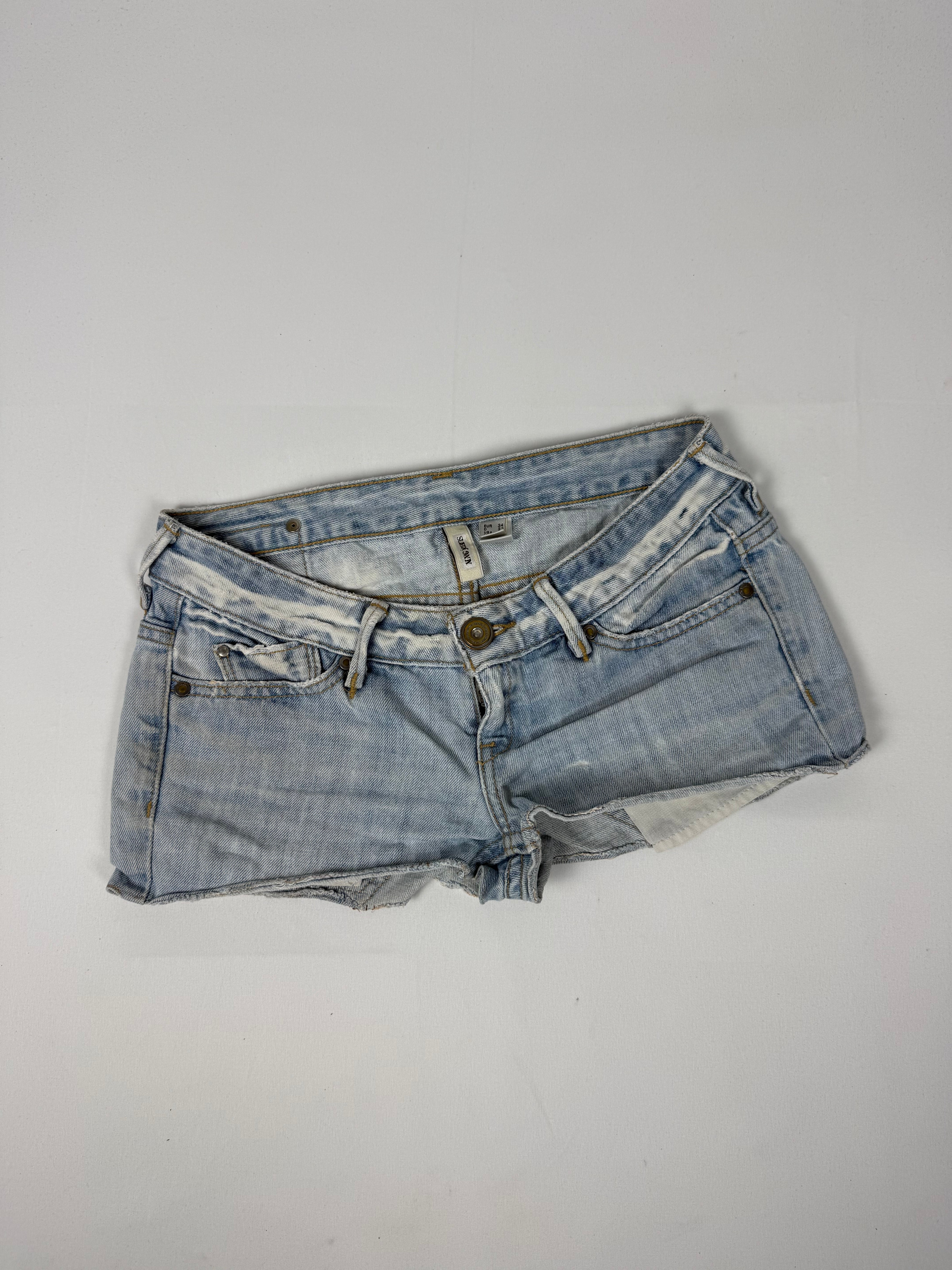 Blue denim low rise mini short (XS/S)