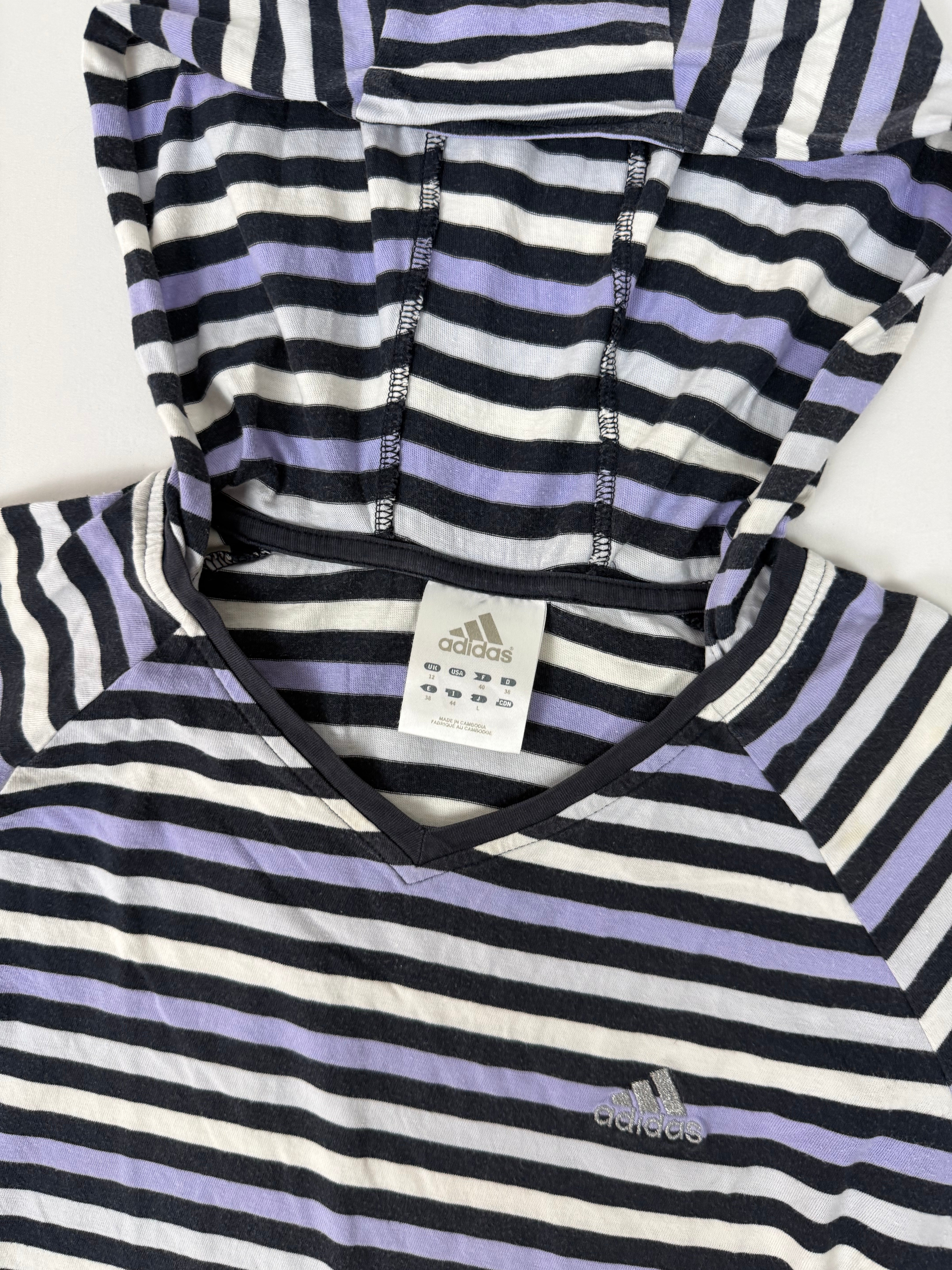 Blue striped hooded cotton tee (L)