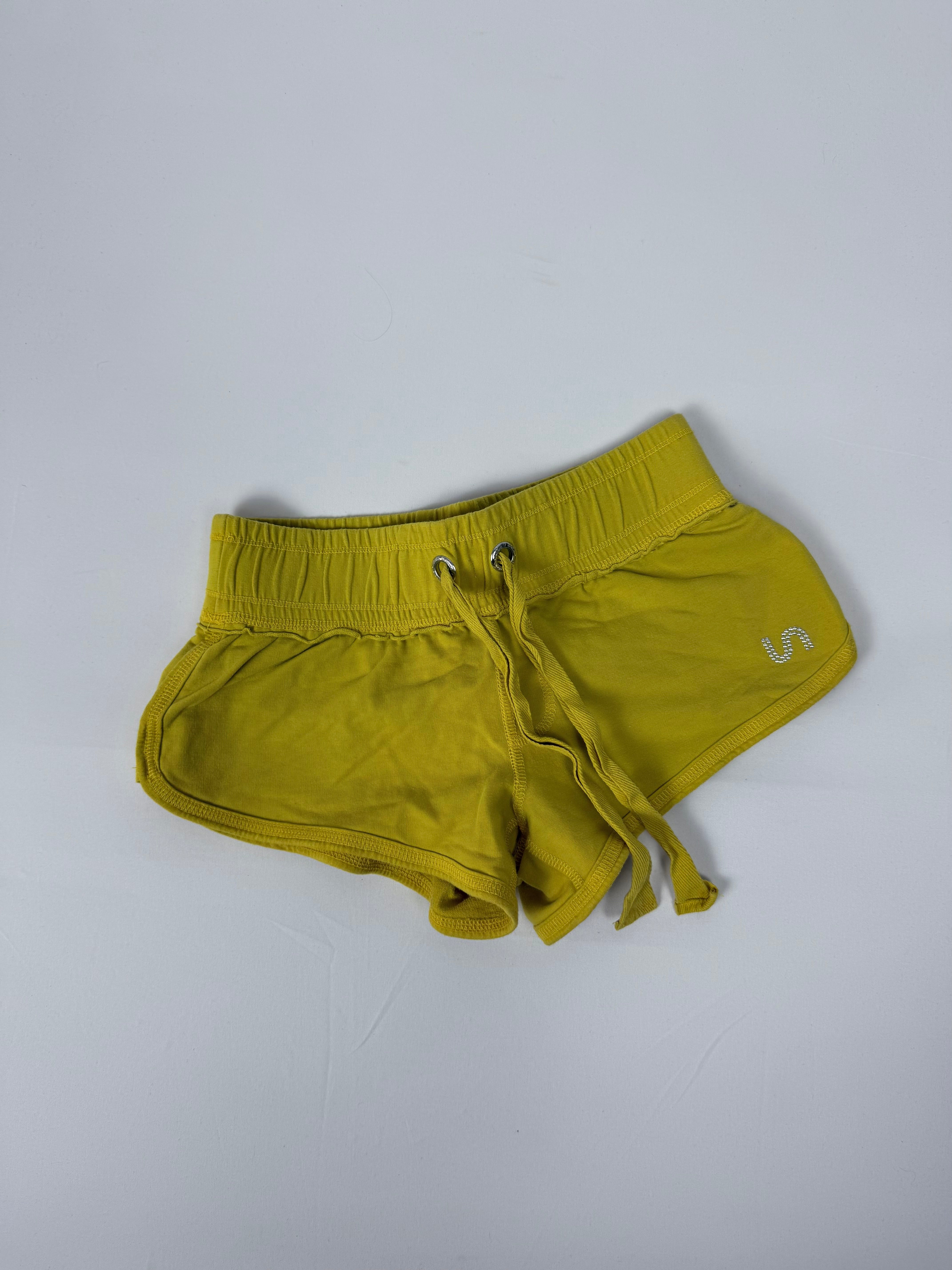 Yellow activewear cotton mini short (XS)
