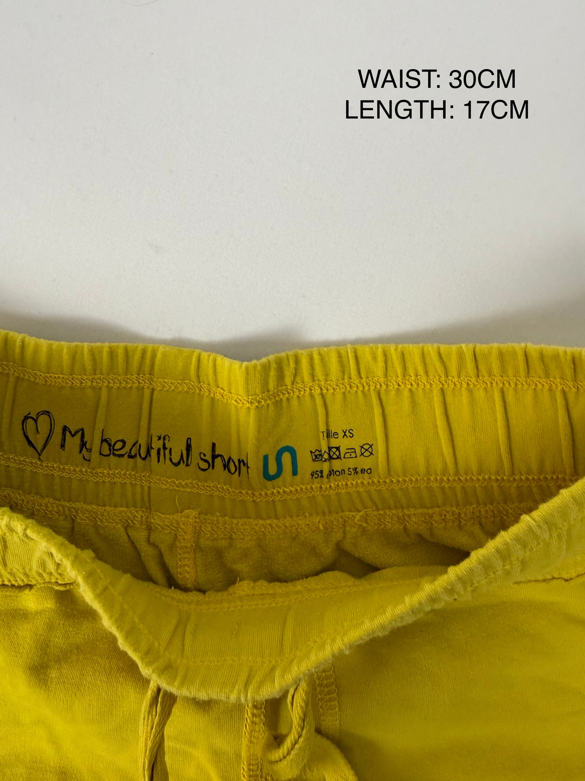 Yellow activewear cotton mini short (XS)