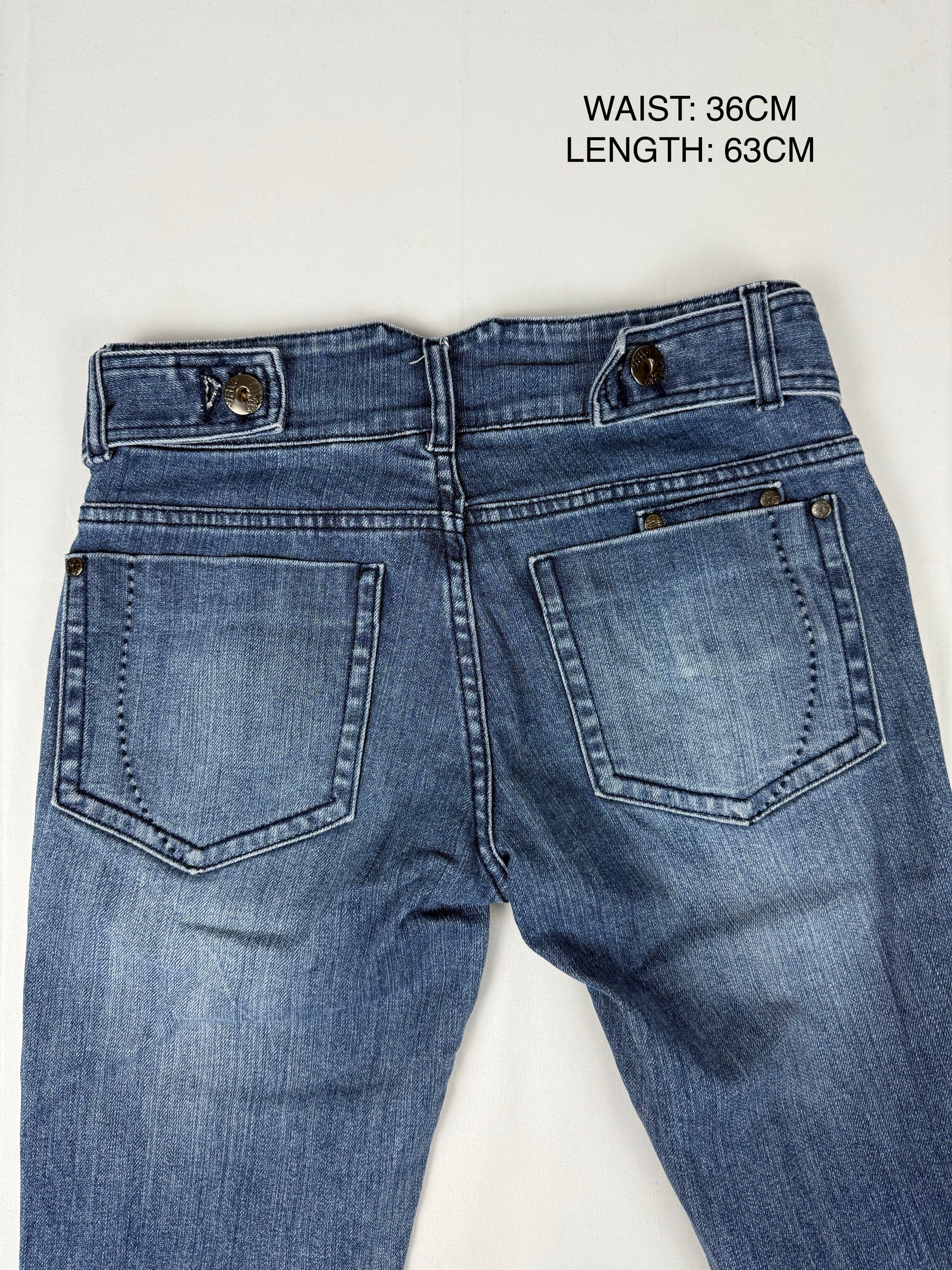 Blue denim low rise capri pants (S)
