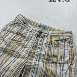 Beige mid rise striped baggy office pants (L)