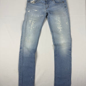 Blue denim low rise skinny pants (S)