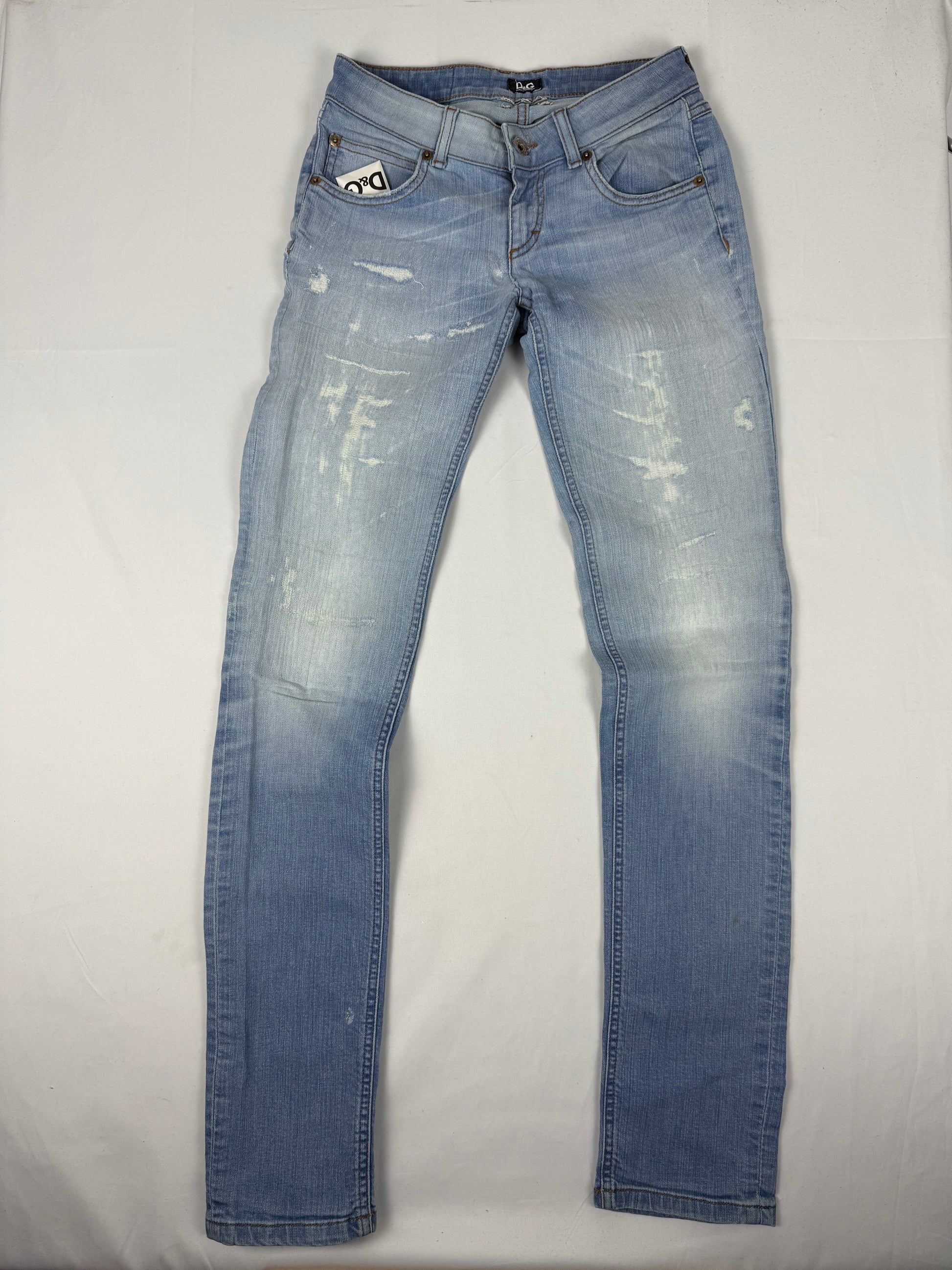 Blue denim low rise skinny pants (S)
