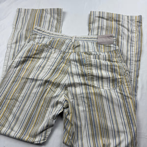 Beige mid rise striped baggy office pants (L)
