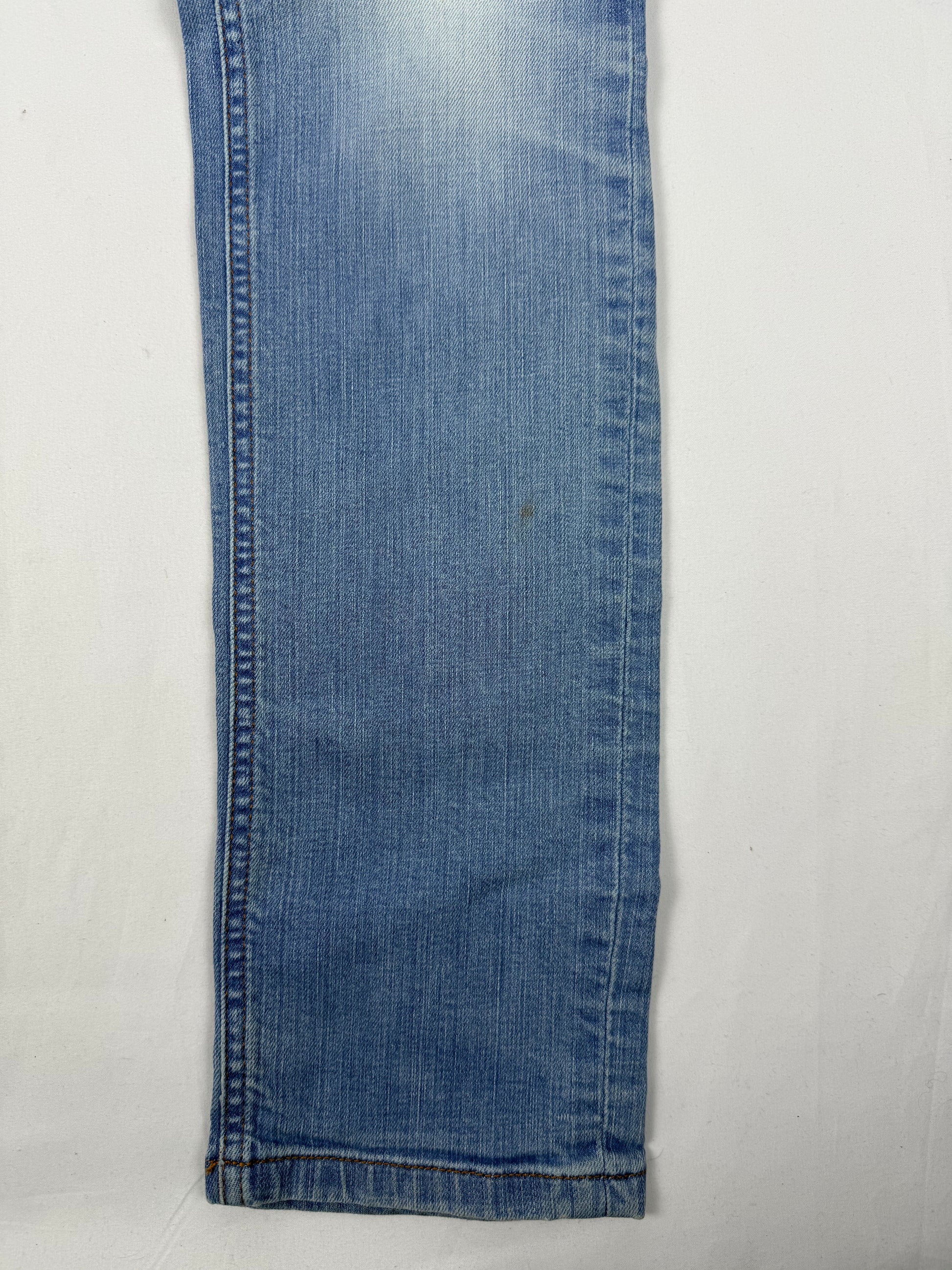 Blue denim low rise skinny pants (S)