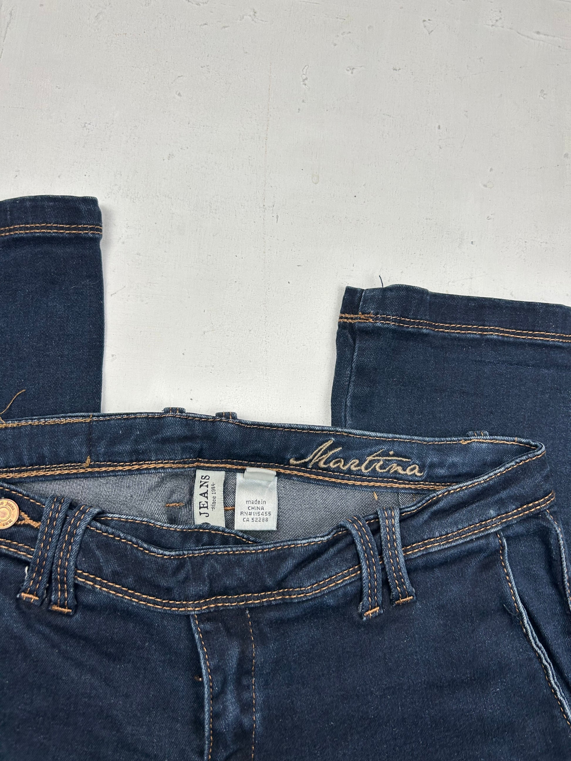 Navy  low waist flare / bootcut baggy pants (S)