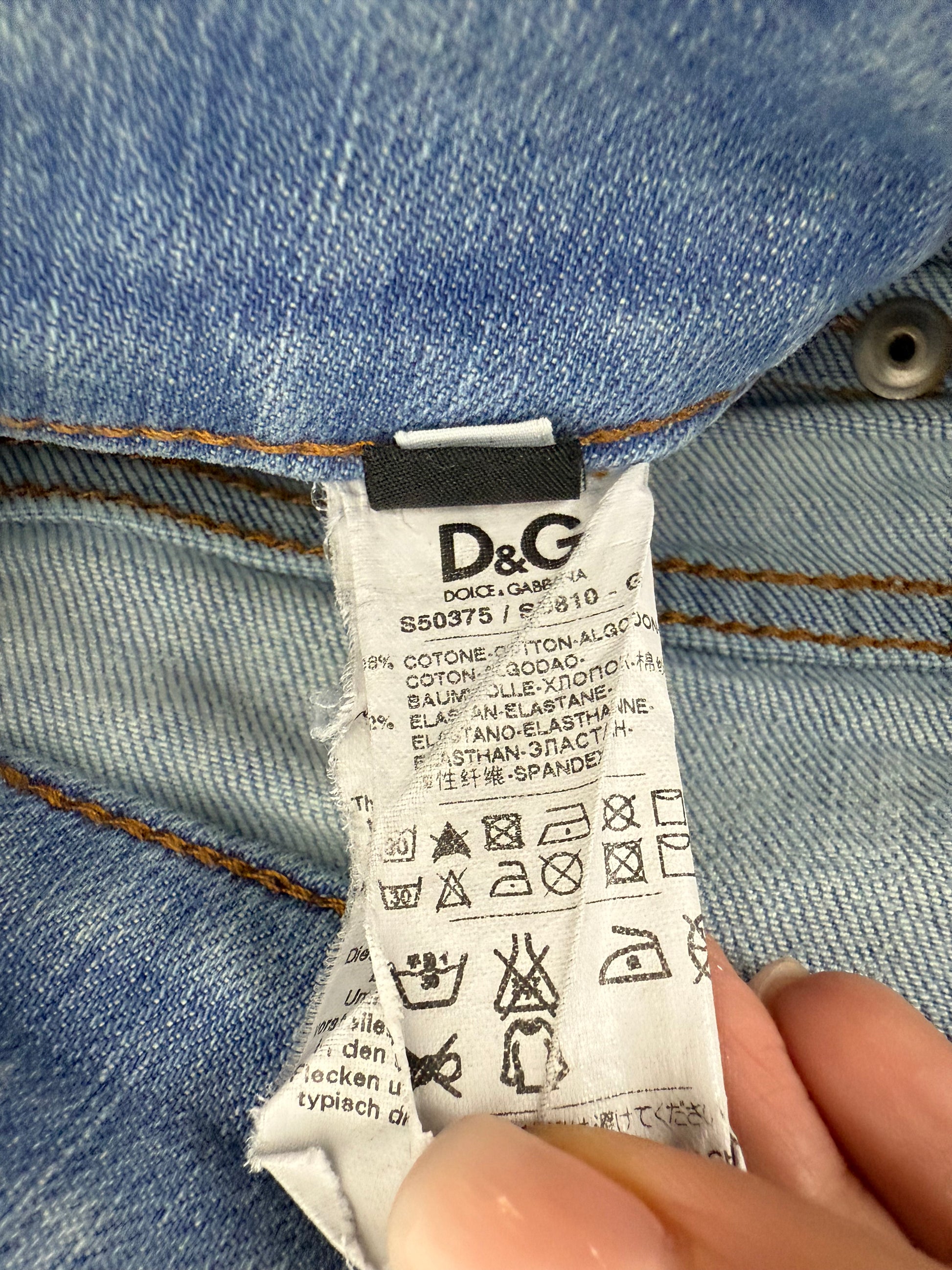 Blue denim low rise skinny pants (S)