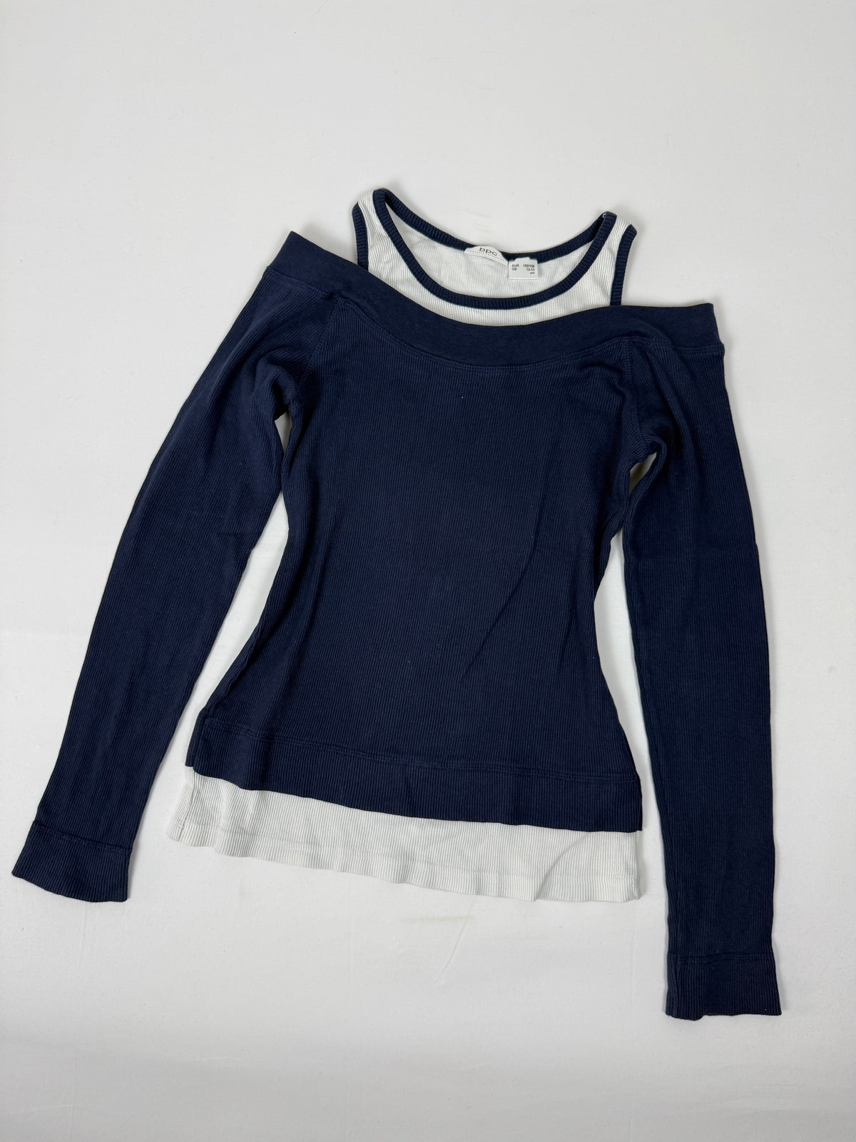 Navy cotton 2 in 1 long sleeves top (S)