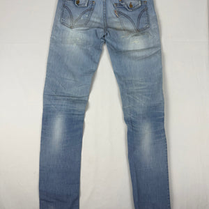 Blue denim low rise skinny pants (S)